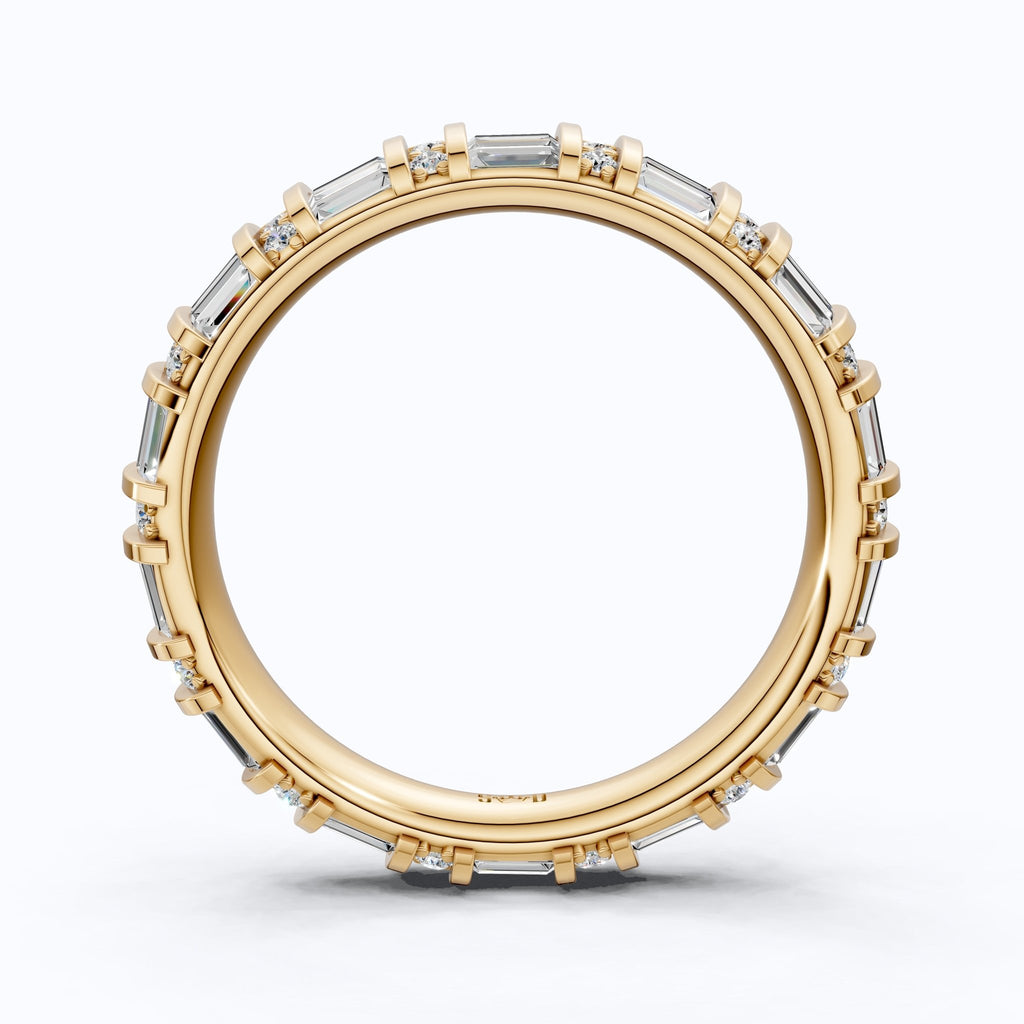 Sparkling Baguette Eternity Wedding Band in 14K Solid Gold, 1.89 TCW Baguette Cut Lab Created Diamonds, Birthday Gift for Her, Promise Ring - Shoora Designs