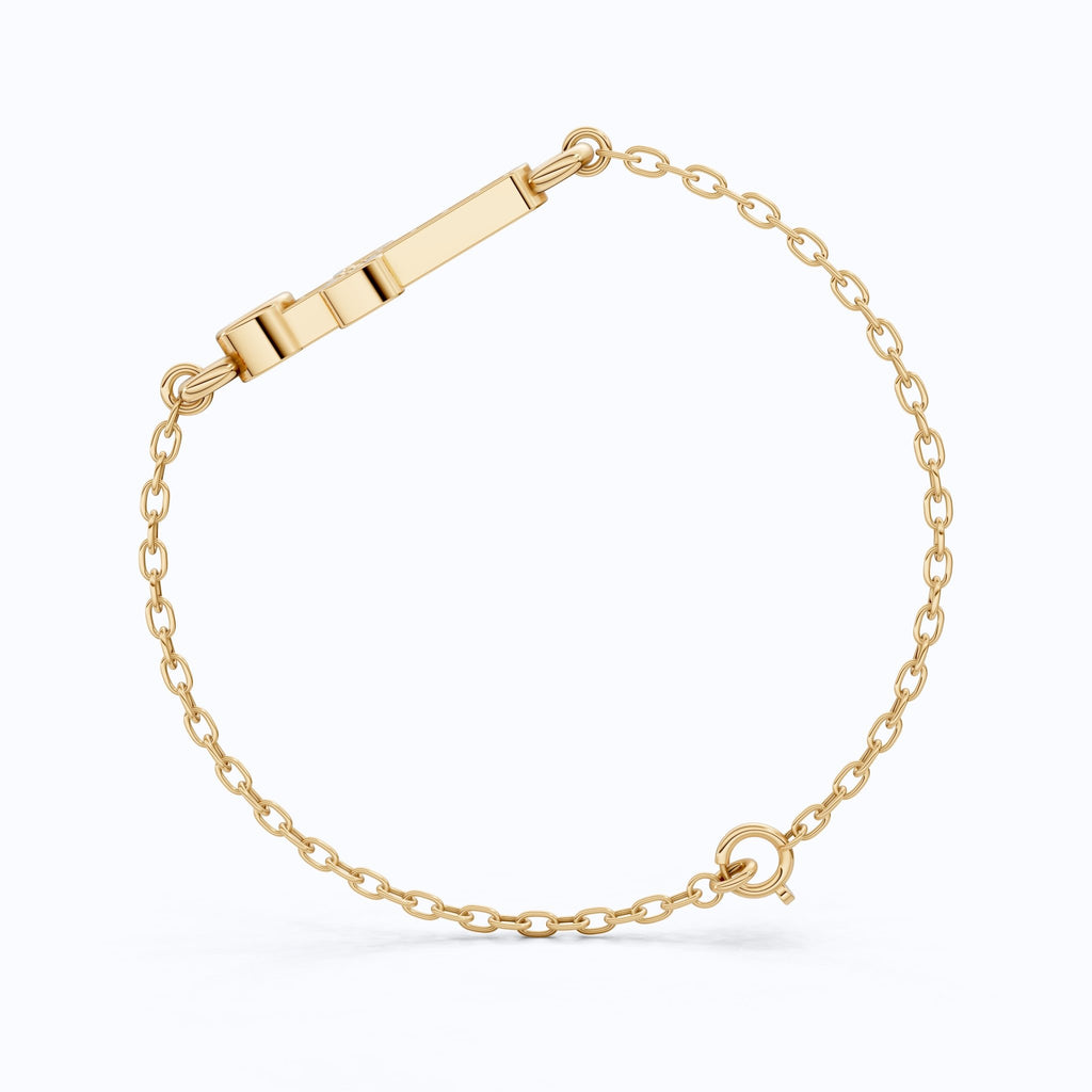 Sparkling Bezel and Cross Chain Bracelet in 14K Solid Gold, 0.13 TCW Round Cut Lab Created Diamonds, Birthday Gift For Her, Faith Jewelry - Shoora Designs