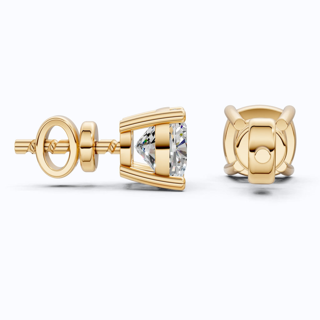 Sparkling Cushion Solitaire Stud Earrings in 14k Solid Gold, 1.00 TCW Cushion Cut Lab Diamonds, Special Occasion Gift for Wife, Elegant Handmade Studs - Shoora Designs