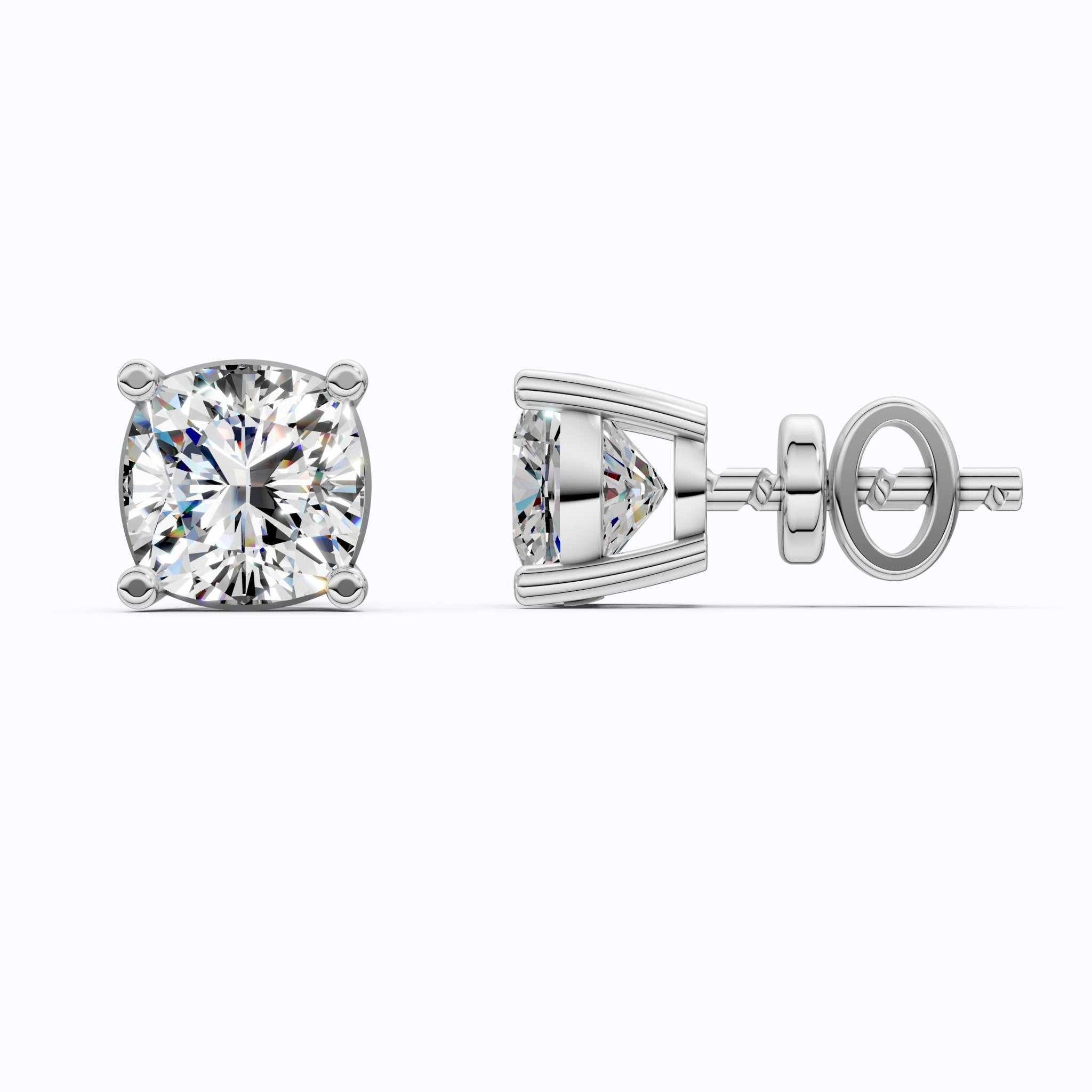 Sparkling Cushion Solitaire Stud Earrings in 14k Solid Gold, 1.00 TCW Cushion Cut Lab Diamonds, Special Occasion Gift for Wife, Elegant Handmade Studs - Shoora Designs