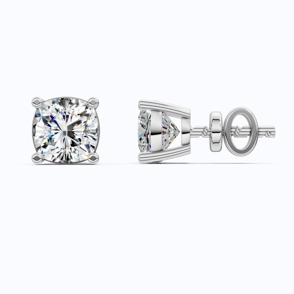 Sparkling Cushion Solitaire Stud Earrings in 14k Solid Gold, 1.00 TCW Cushion Cut Lab Diamonds, Special Occasion Gift for Wife, Elegant Handmade Studs - Shoora Designs
