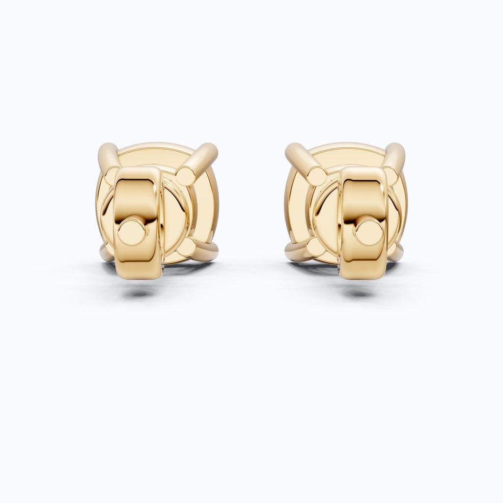 Sparkling Cushion Solitaire Stud Earrings in 14k Solid Gold, 1.00 TCW Cushion Cut Lab Diamonds, Special Occasion Gift for Wife, Elegant Handmade Studs - Shoora Designs