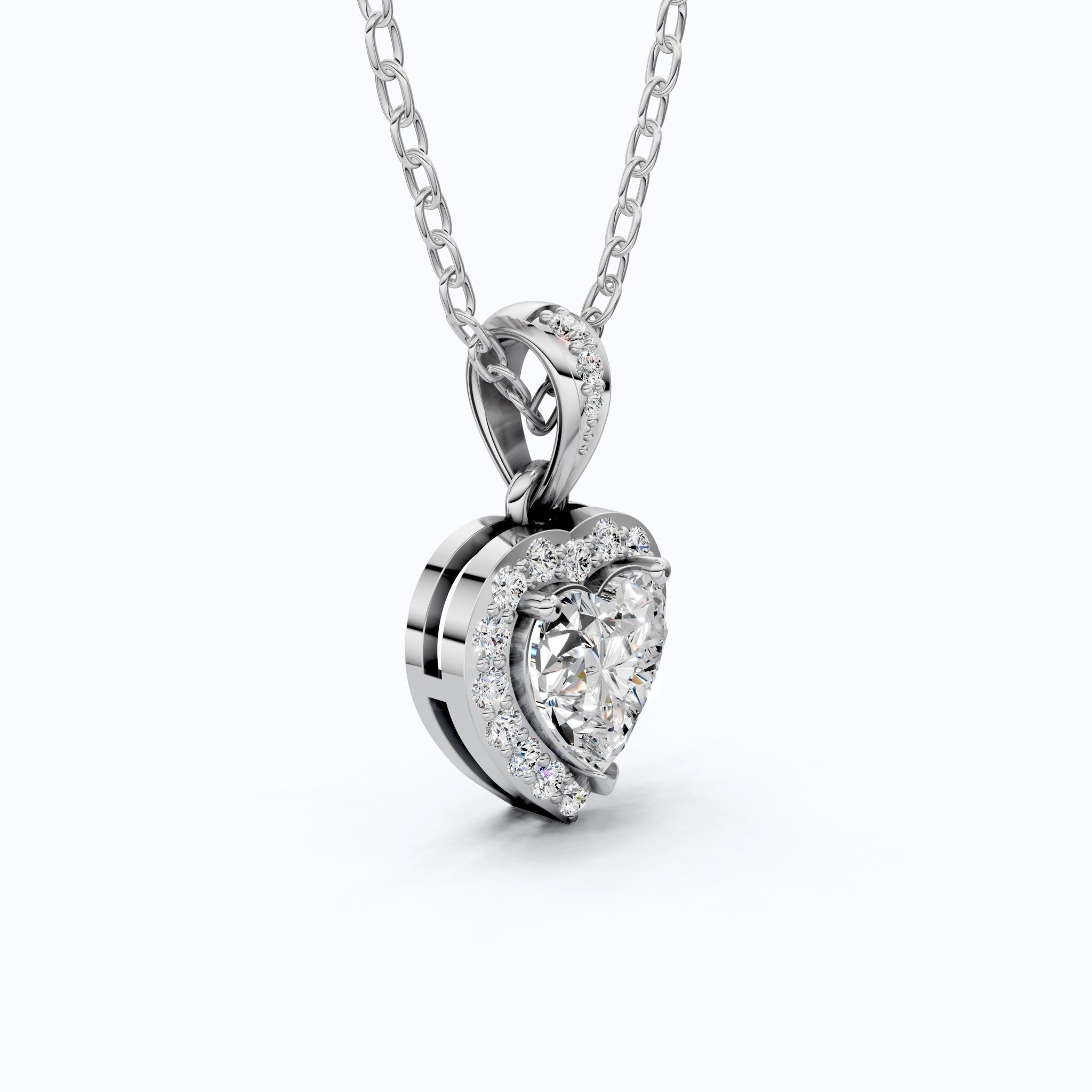 Sparkling Heart Halo Wedding Pendant in 14k Solid Gold, 1.00 CT Heart Cut Lab Grown Diamond, Bridal Jewelry, Anniversary Gift For Wife - Shoora Designs