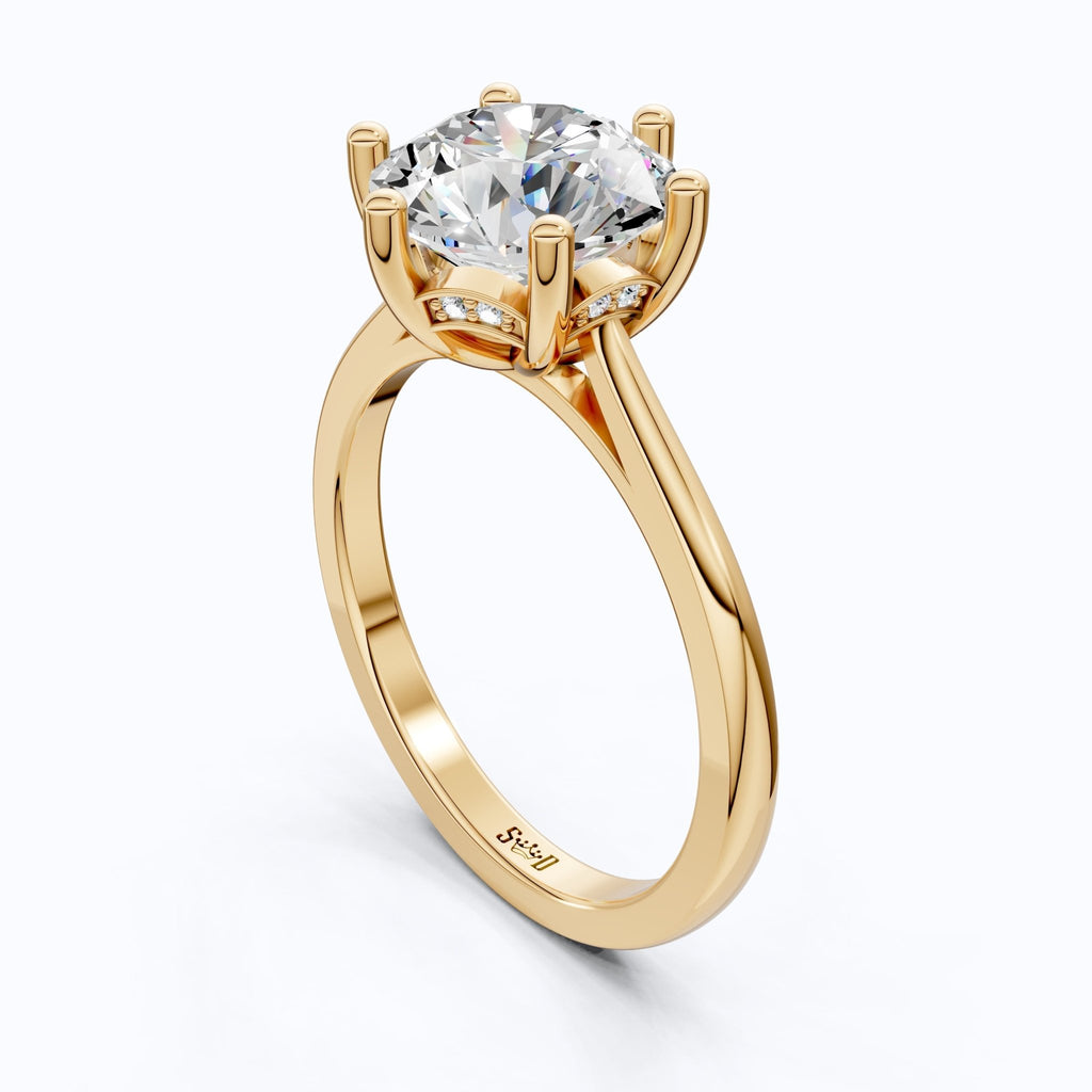 Sparkling Hidden Halo Solitaire Engagement Ring in 18K Solid Gold, 2.43 CT Round Cut Lab Diamond, Bridal Jewelry, Perfect Gift for Her, Anniversary Gift - Shoora Designs
