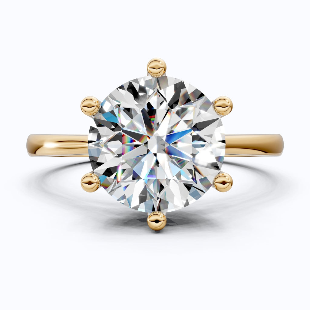 Sparkling Hidden Halo Solitaire Engagement Ring in 18K Solid Gold, 2.43 CT Round Cut Lab Diamond, Bridal Jewelry, Perfect Gift for Her, Anniversary Gift - Shoora Designs