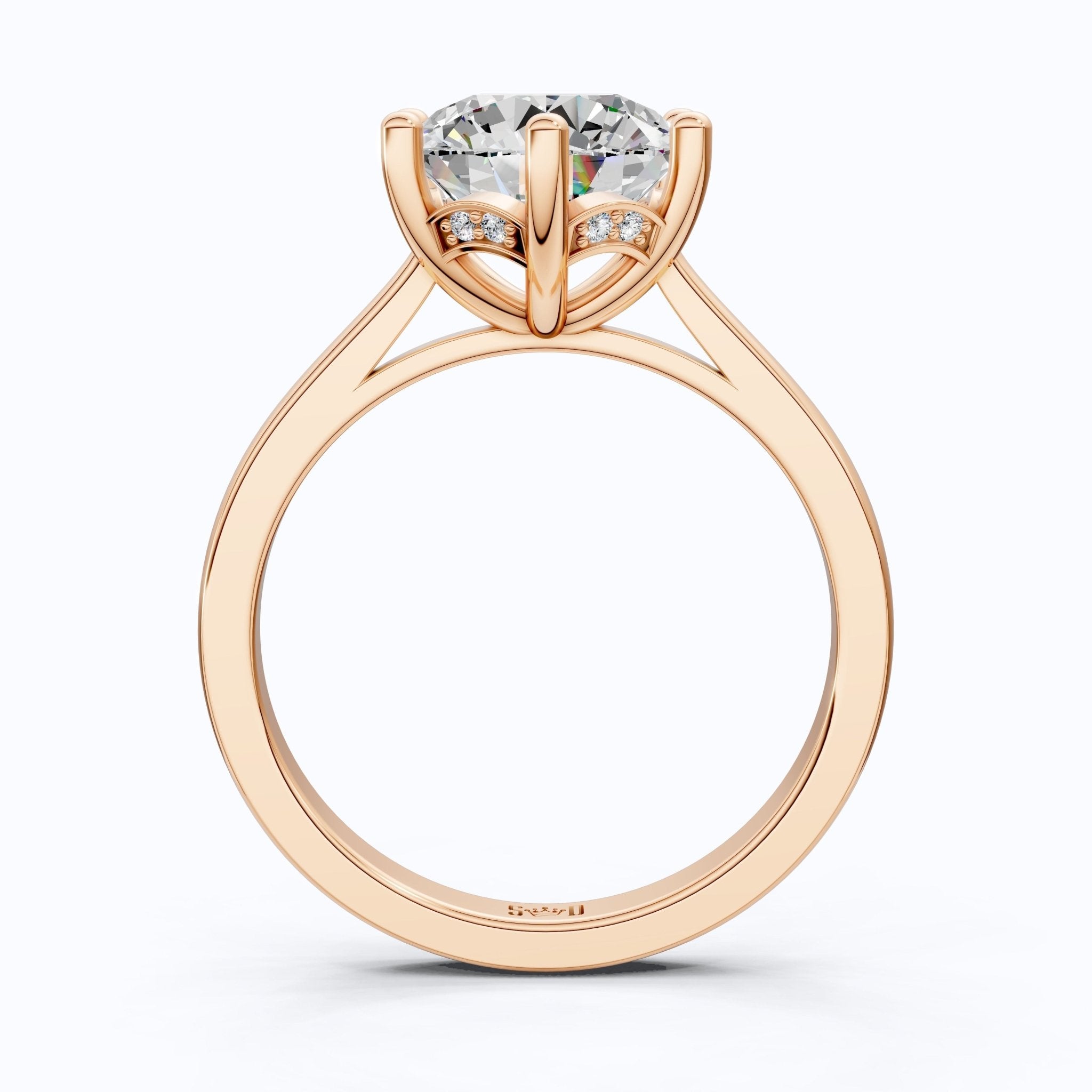 Sparkling Hidden Halo Solitaire Engagement Ring in 18K Solid Gold, 2.43 CT Round Cut Lab Diamond, Bridal Jewelry, Perfect Gift for Her, Anniversary Gift - Shoora Designs