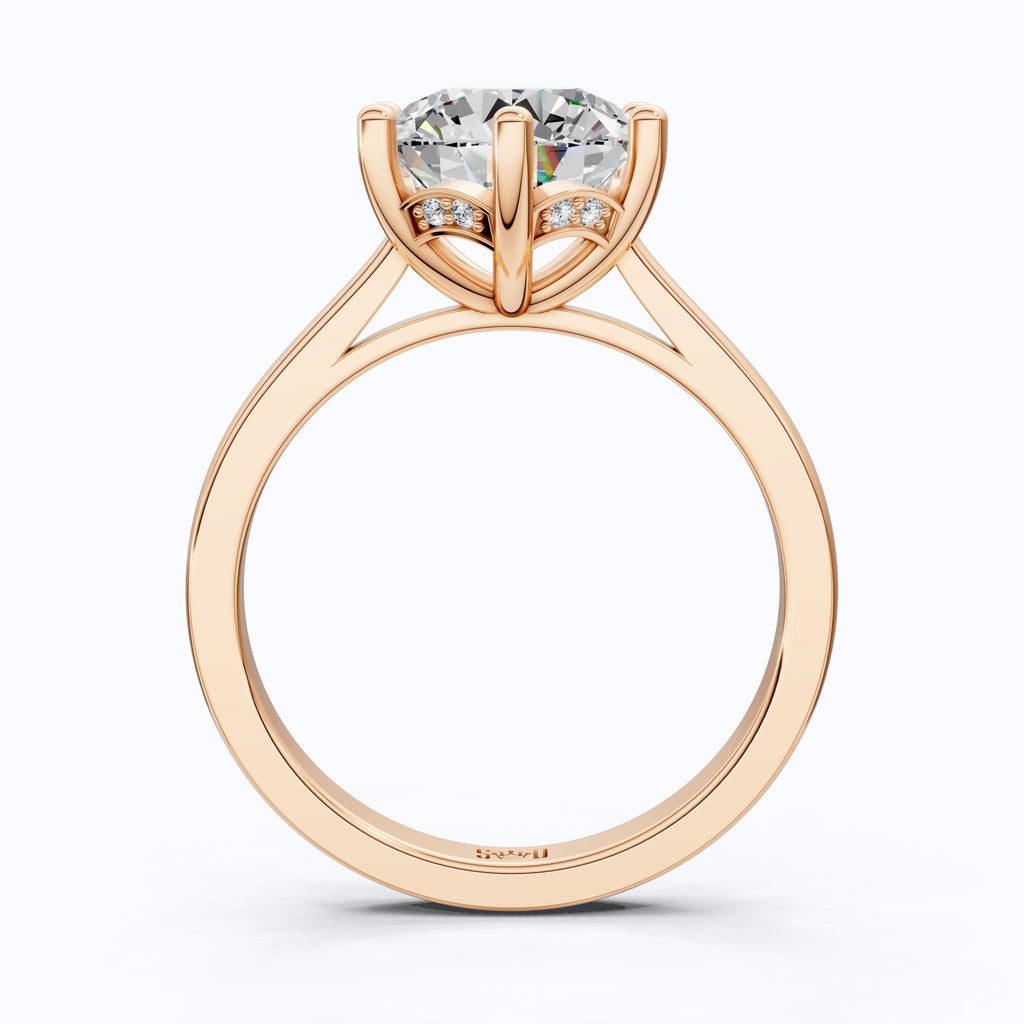 Sparkling Hidden Halo Solitaire Engagement Ring in 18K Solid Gold, 2.43 CT Round Cut Lab Diamond, Bridal Jewelry, Perfect Gift for Her, Anniversary Gift - Shoora Designs