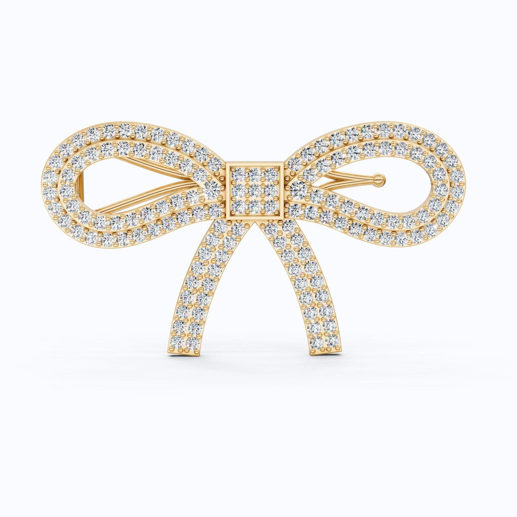 Sparkling Lab Diamond Bow Hair Pin Accessories in 14K White Gold, 2.13 TCW Round Cut Wedding Hair Accessory, Handmade Jewelry for Her - Shoora Designs