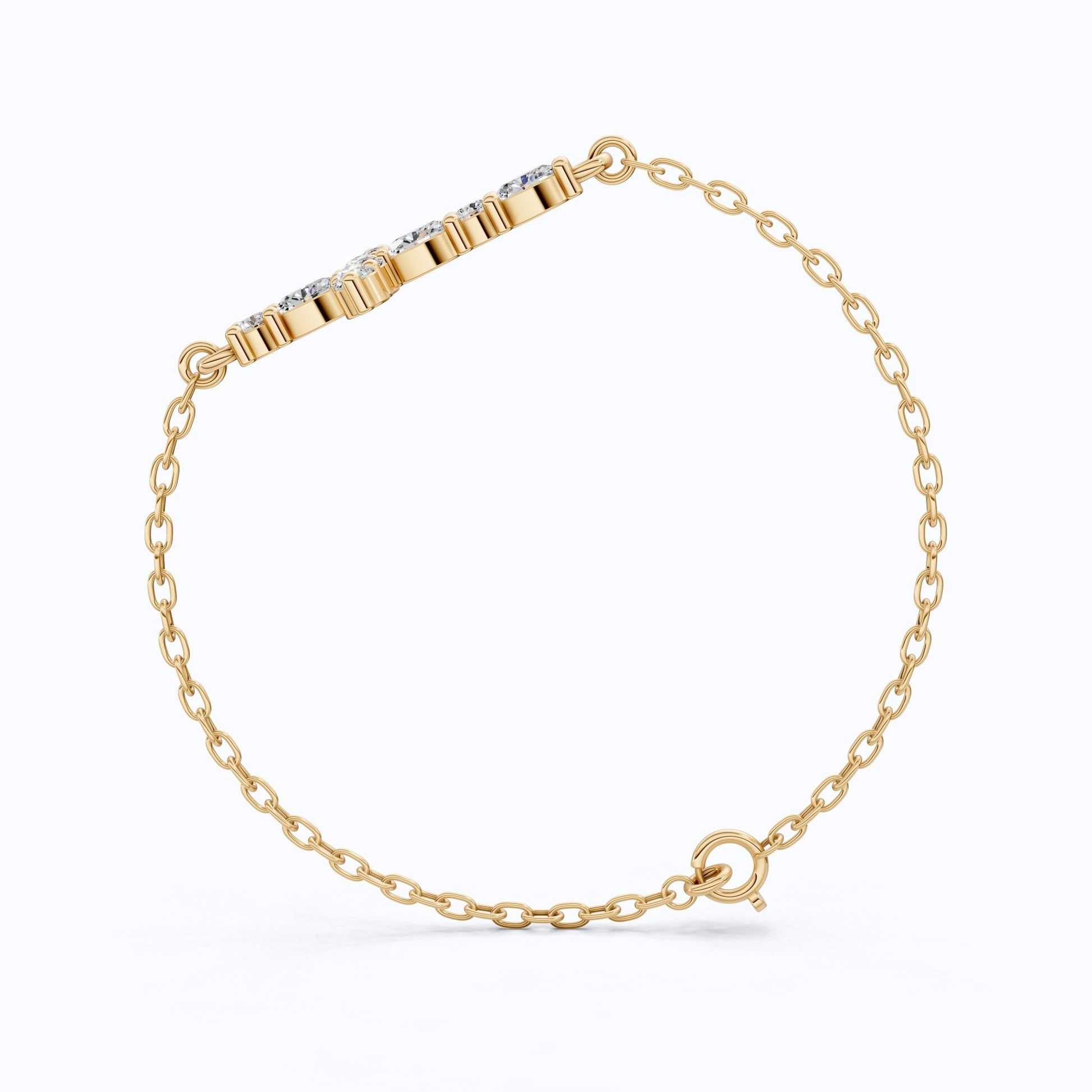 Sparkling Oval Cluster Cross Chain Bracelet in 14K Solid Gold, 0.75 TCW Oval Cut Lab Grown Diamonds, Faith Bracelet, Birthday Gift for Her - Shoora Designs