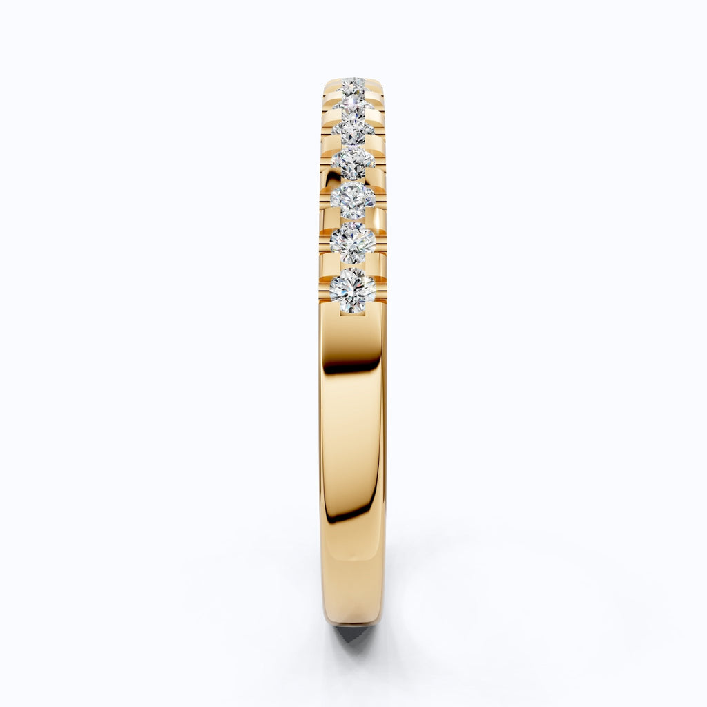 Sparkling Pavé Set Eternity Band in 14K Solid Gold, 0.24 TCW Round Cut Lab Created Diamonds, Wedding Ring, Handmade Jewelry, Gift For Her - Shoora Designs