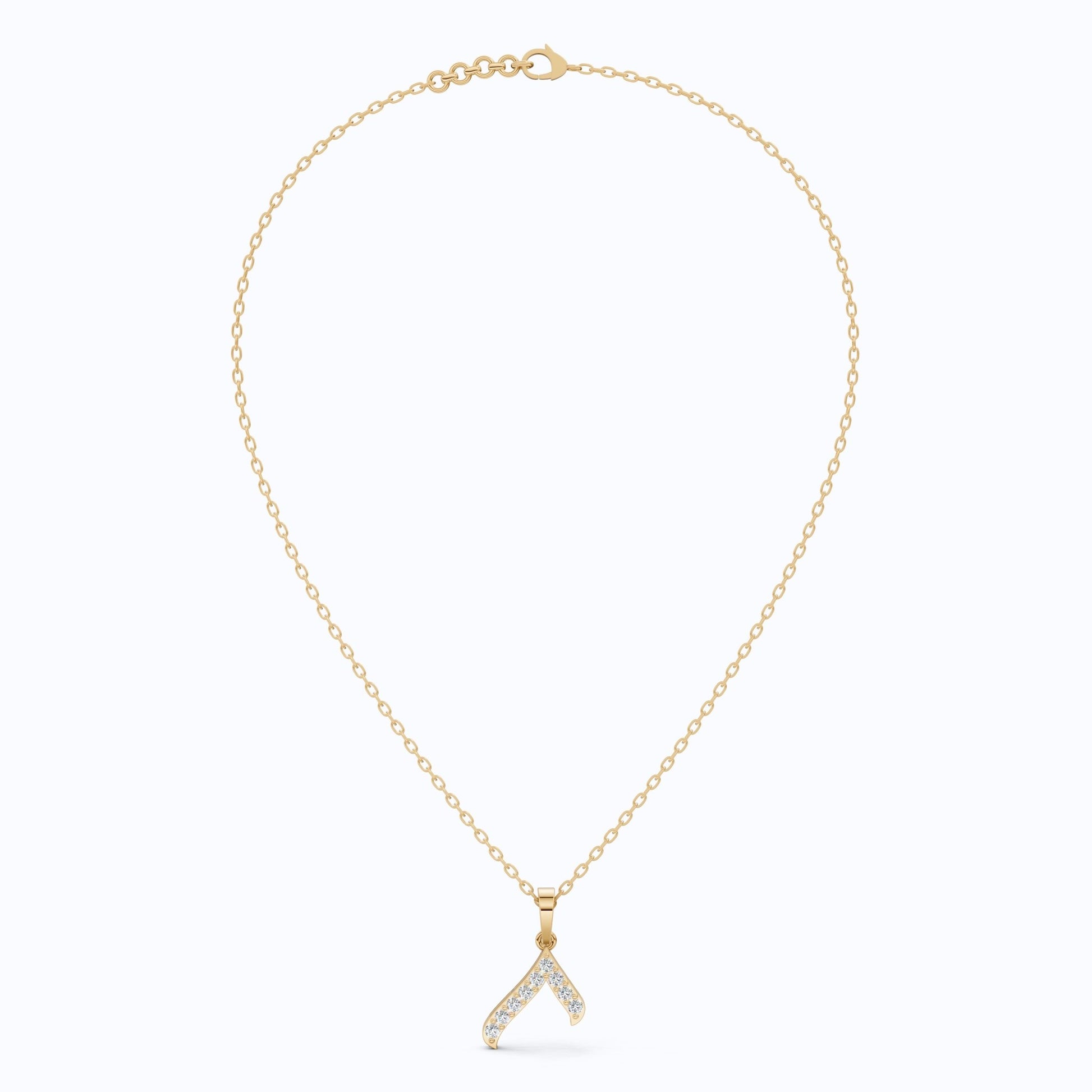 Sparkling Pavé Wishbone Pendant in 14k Solid Gold, 0.23 TCW Round Cut Lab Diamonds, Gift for Her, Fashion Jewelry - Shoora Designs