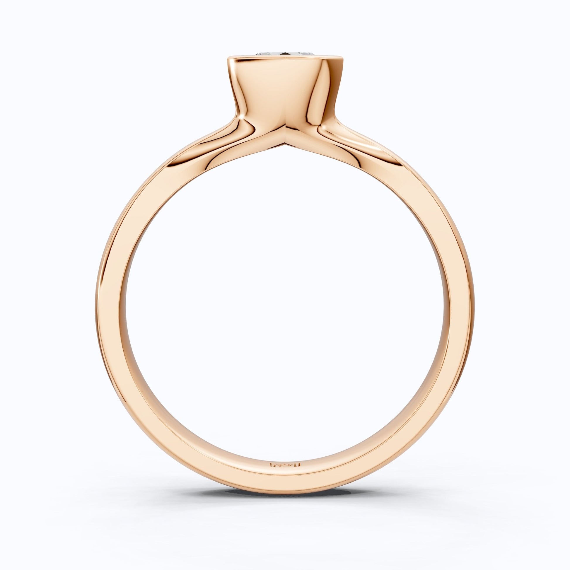 Split Shank Bezel Set Solitaire Engagement Ring in 14k Solid Gold, 0.50 CT CT Round Cut Lab Created Diamond, Wedding GIft for Her - Shoora Designs