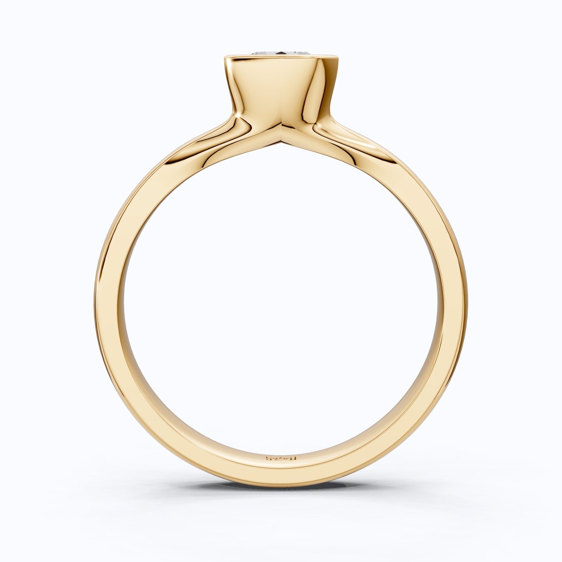 Split Shank Bezel Set Solitaire Engagement Ring in 14k Solid Gold, 0.50 CT CT Round Cut Lab Created Diamond, Wedding GIft for Her - Shoora Designs