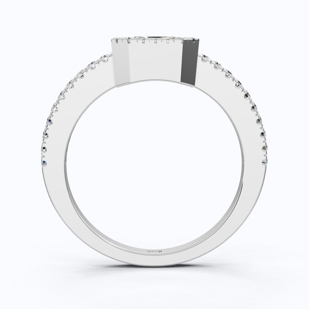 Square Halo Pave Engagement Ring in 14K Solid Gold, 1.00 CT Asscher Cut Lab Grown Diamond, Anniversary Gift For Her, Everyday Jewelry - Shoora Designs