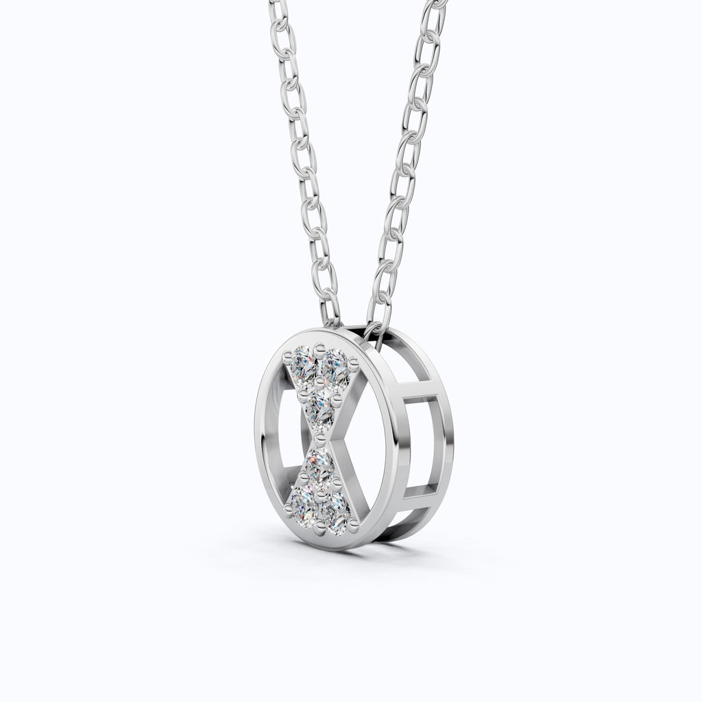 Stylish Hourglass Pavé Circle Diamond Pendant Necklace in Lab Grown Diamond 14k Solid Gold Pendant for Her - Shoora Designs