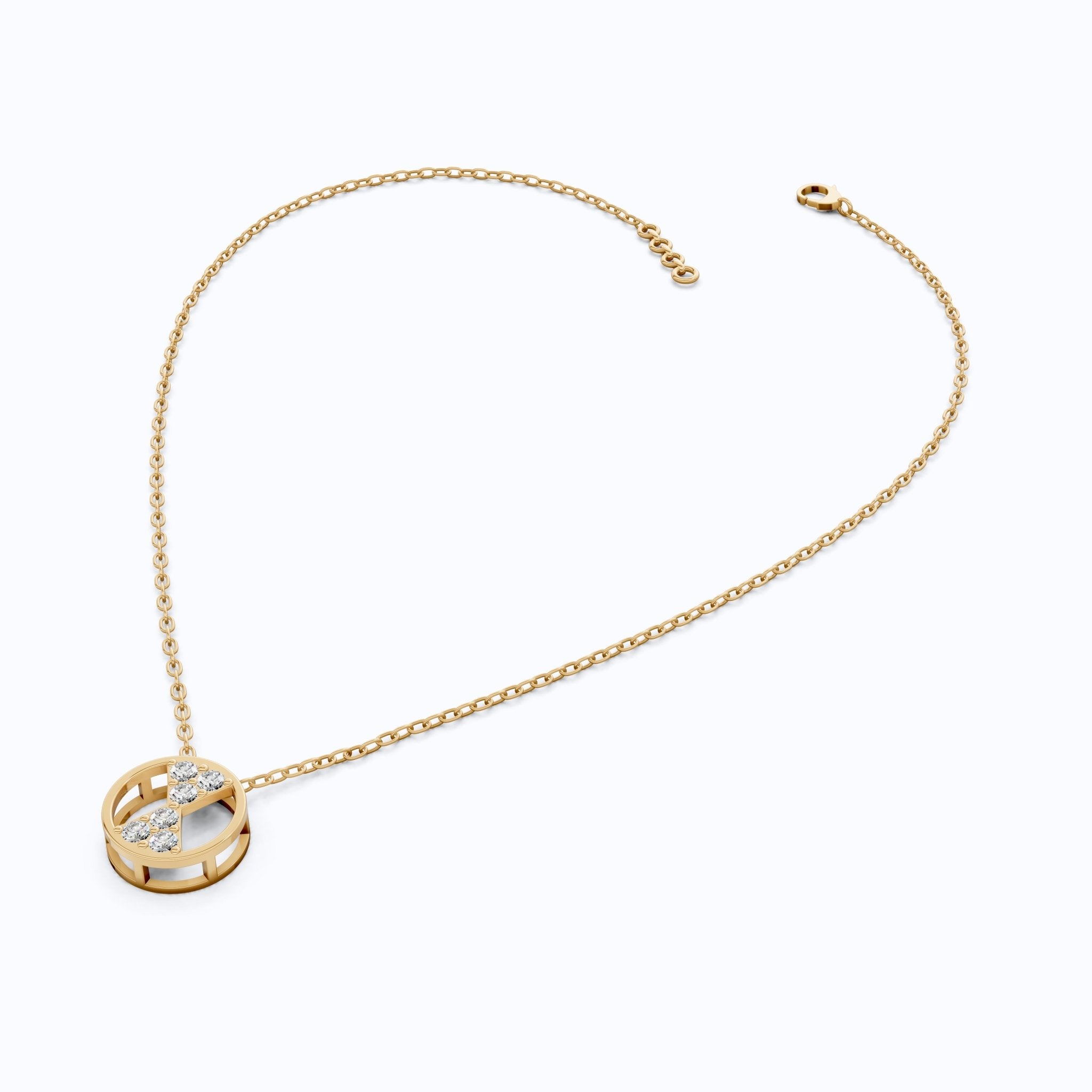 Stylish Hourglass Pavé Circle Diamond Pendant Necklace in Lab Grown Diamond 14k Solid Gold Pendant for Her - Shoora Designs