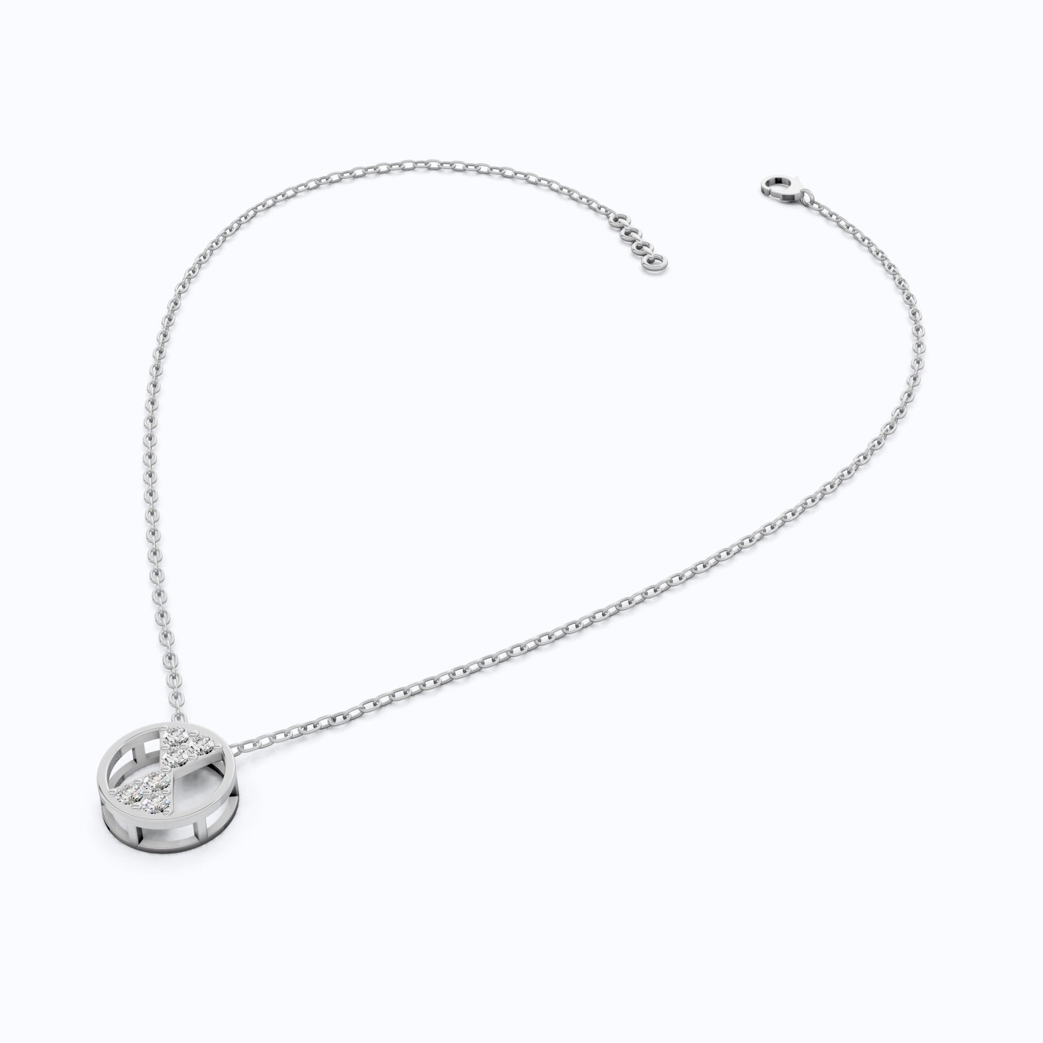 Stylish Hourglass Pavé Circle Diamond Pendant Necklace in Lab Grown Diamond 14k Solid Gold Pendant for Her - Shoora Designs