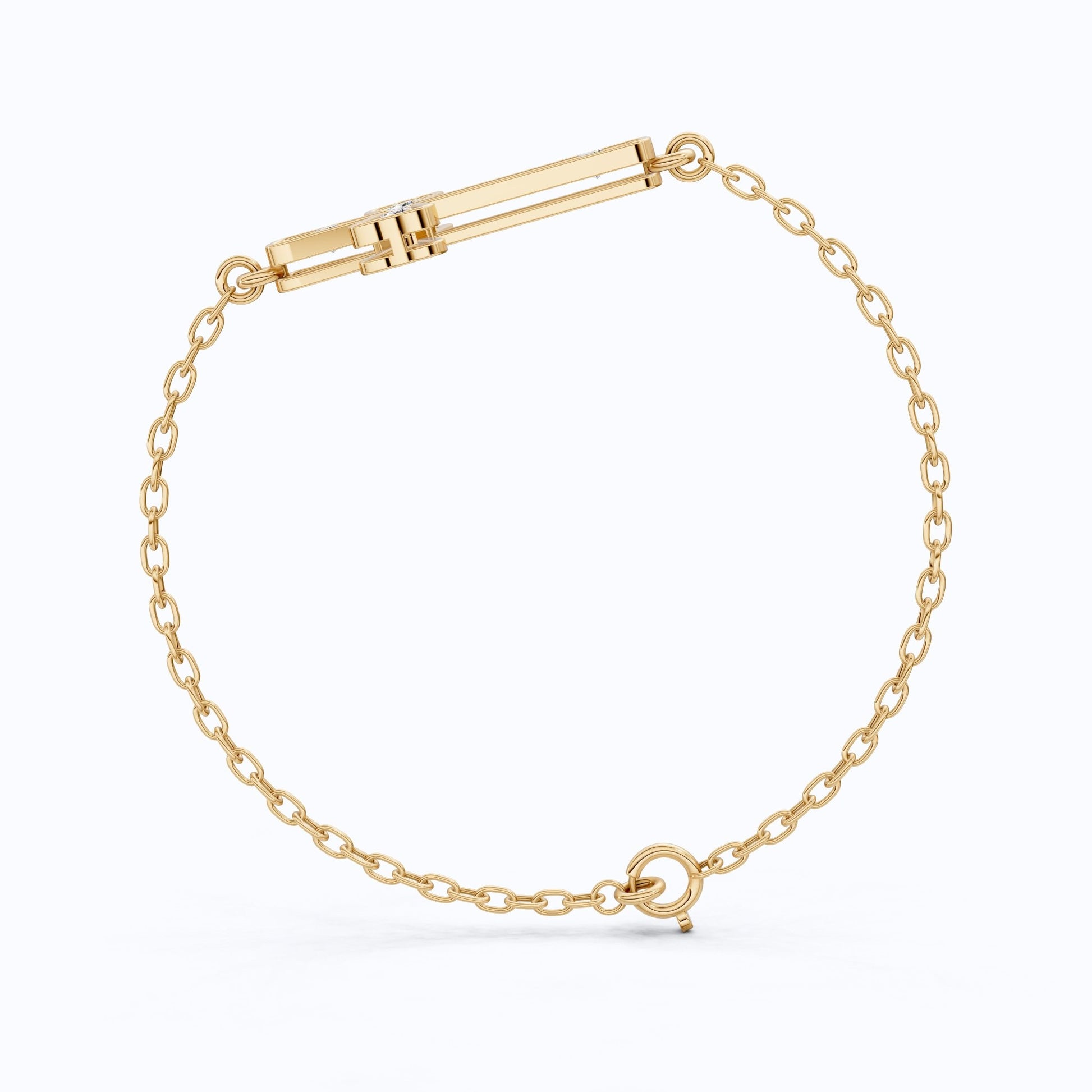 Tapered pavé cross Chain bracelet in 14K Solid Gold, 0.52 TCW Round Cut Lab Created Diamonds, Dainty Faith Bracelet, Wedding Gift for Her - Shoora Designs