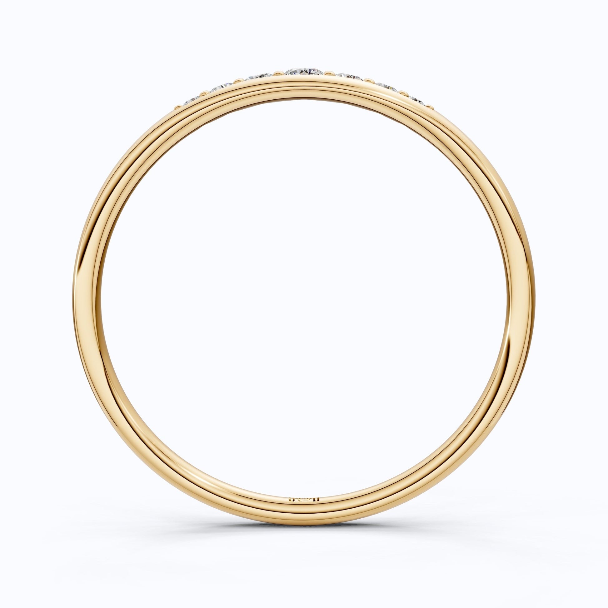 Tapered Round Cut Lab Diamond Engagement Band in Solid 10k/14k Gold, Wedding Gift for Wife, Handmade Simple Band Jewelry - Shoora Designs