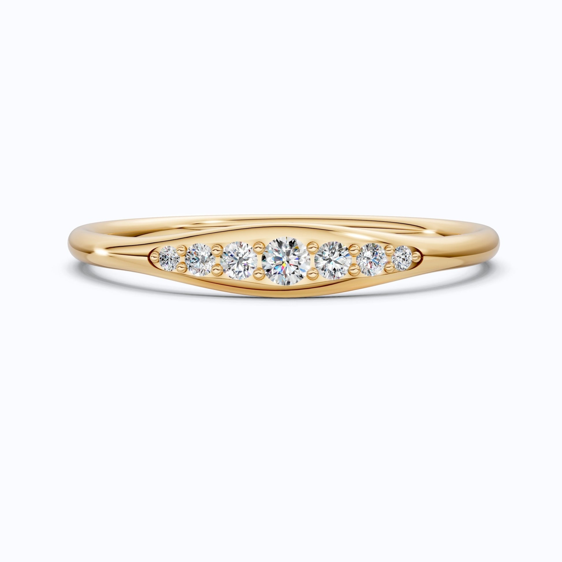 Tapered Round Cut Lab Diamond Engagement Band in Solid 10k/14k Gold, Wedding Gift for Wife, Handmade Simple Band Jewelry - Shoora Designs