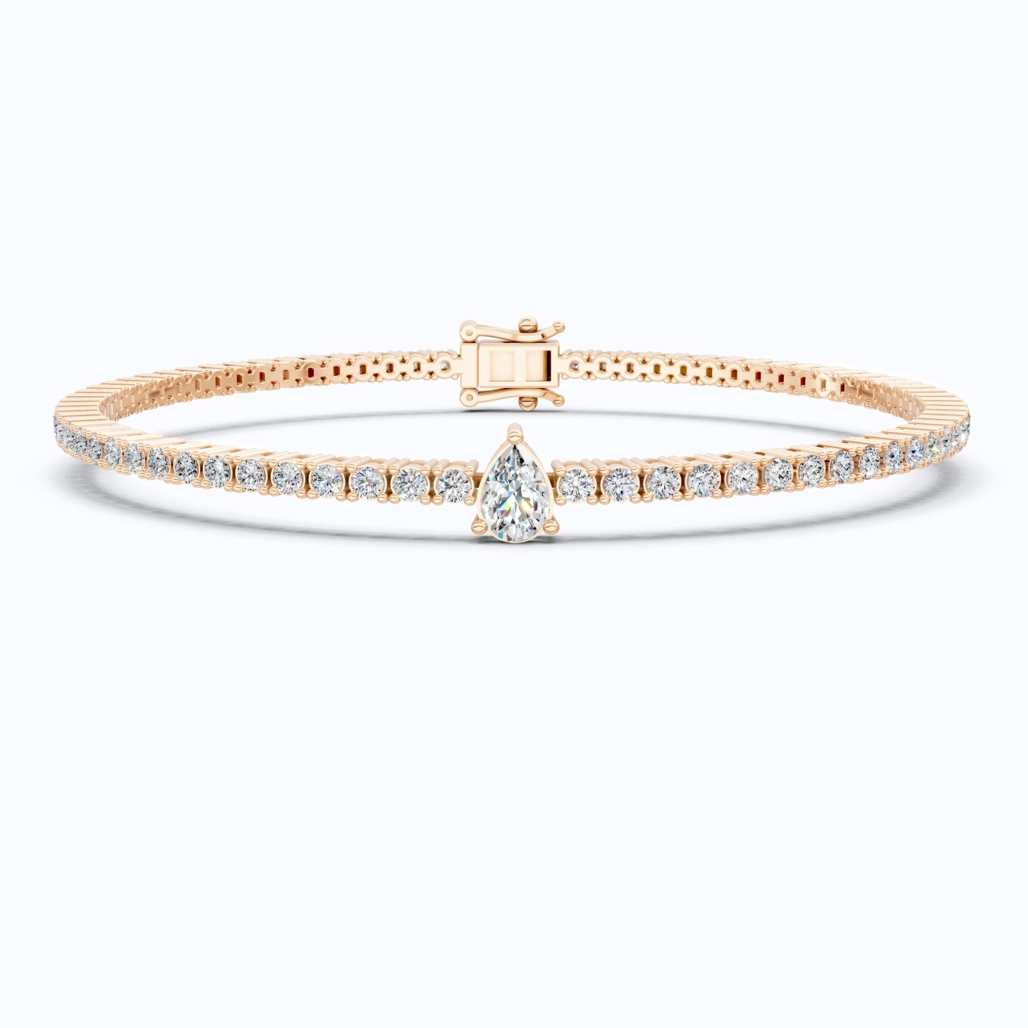 Teardrop Center Tennis Bracelet in 14k Solid Gold, 0.50 CT Pear Cut Lab Grown Diamond Bracelet, Bridal Jewelry Gift - Shoora Designs