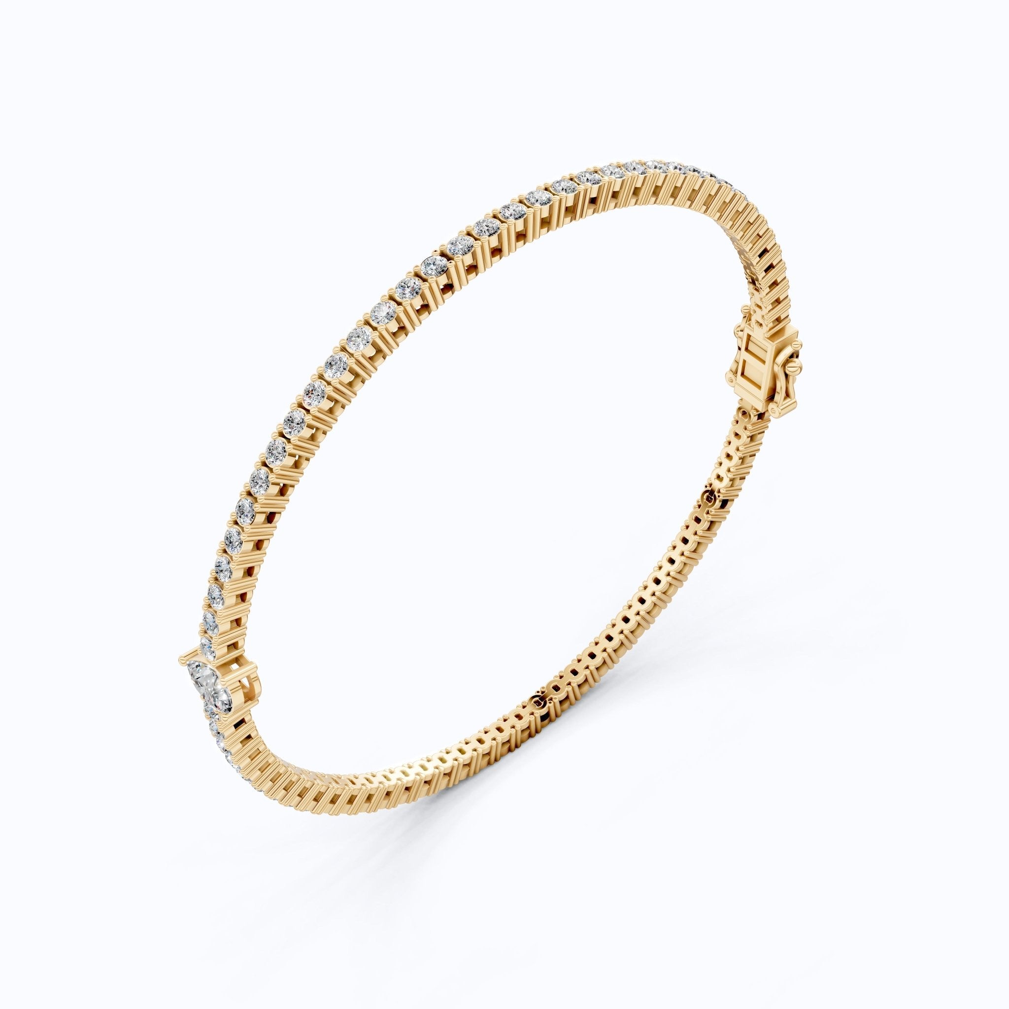 Teardrop Center Tennis Bracelet in 14k Solid Gold, 0.50 CT Pear Cut Lab Grown Diamond Bracelet, Bridal Jewelry Gift - Shoora Designs