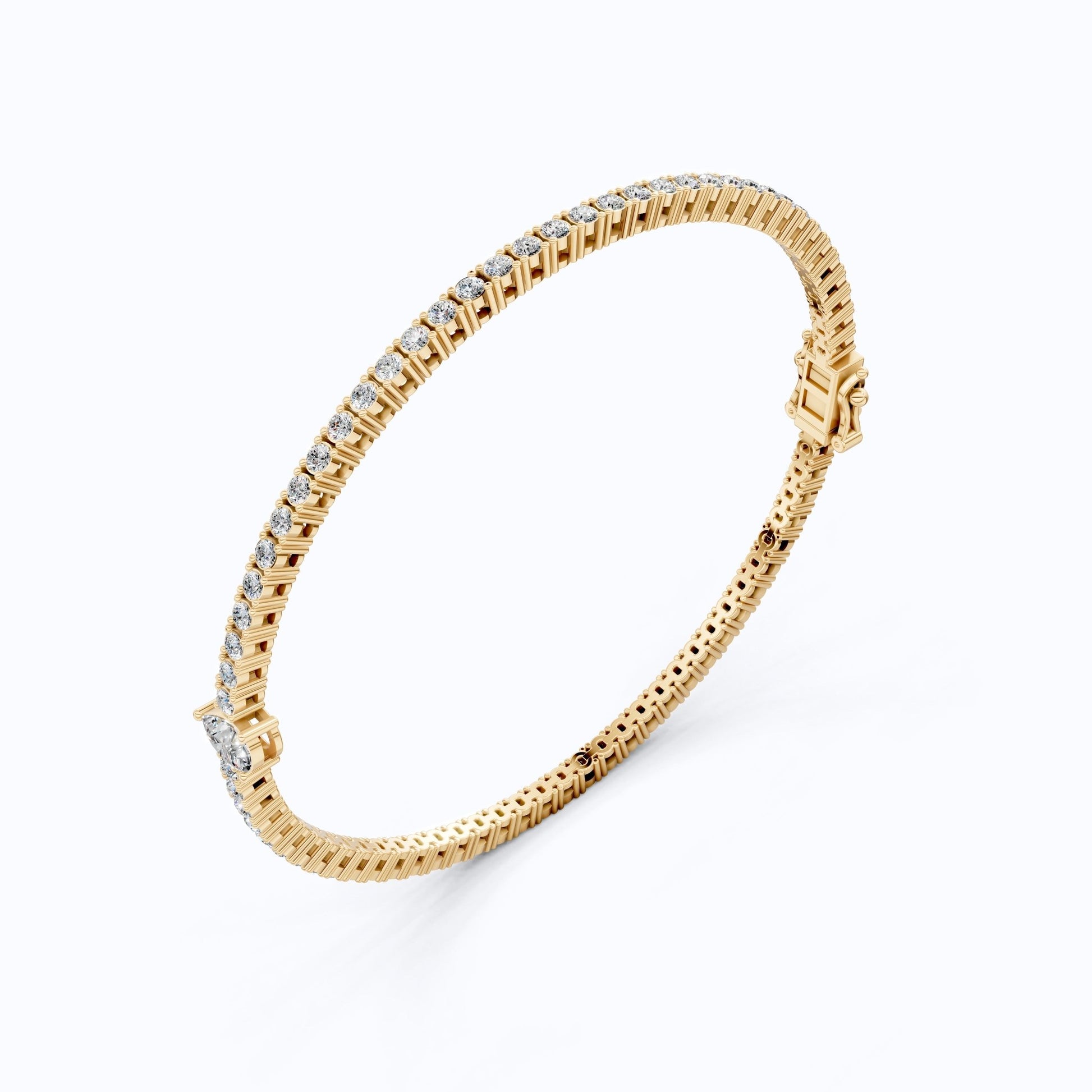 Teardrop Center Tennis Bracelet in 14k Solid Gold, 0.50 CT Pear Cut Lab Grown Diamond Bracelet, Bridal Jewelry Gift - Shoora Designs