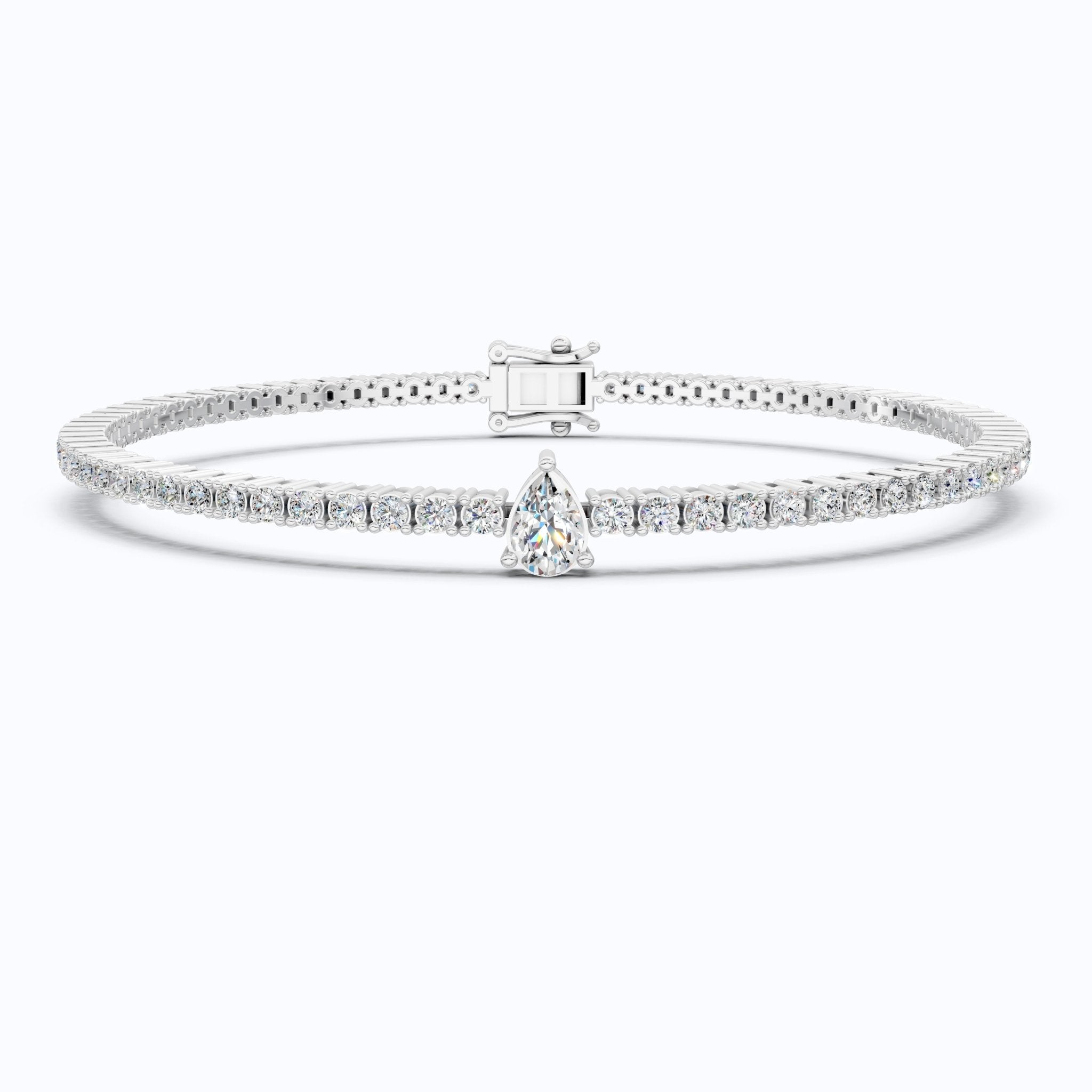 Teardrop Center Tennis Bracelet in 14k Solid Gold, 0.50 CT Pear Cut Lab Grown Diamond Bracelet, Bridal Jewelry Gift - Shoora Designs