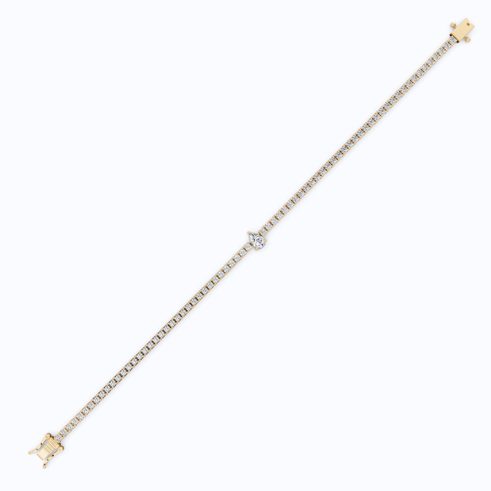 Teardrop Center Tennis Bracelet in 14k Solid Gold, 0.50 CT Pear Cut Lab Grown Diamond Bracelet, Bridal Jewelry Gift - Shoora Designs