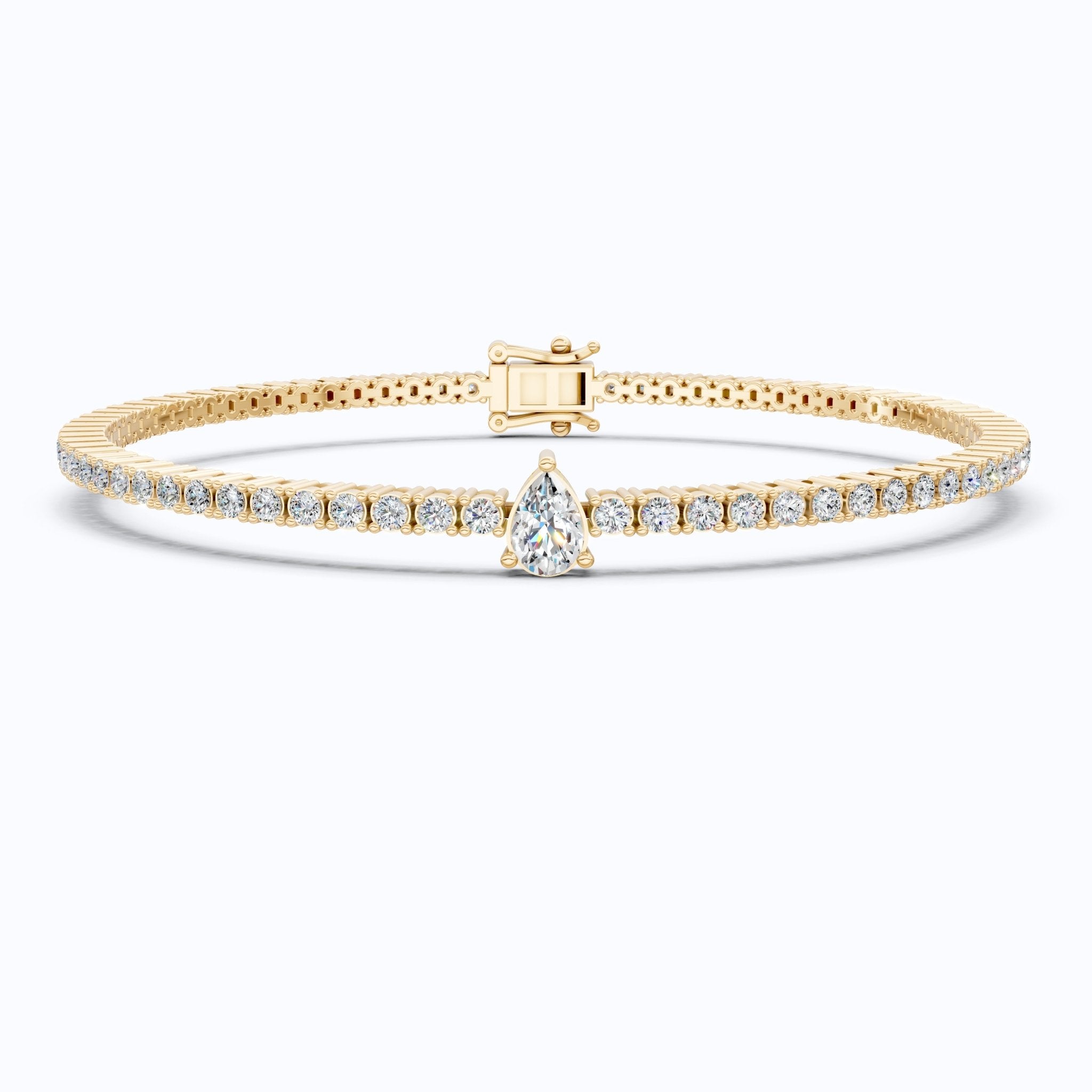 Teardrop Center Tennis Bracelet in 14k Solid Gold, 0.50 CT Pear Cut Lab Grown Diamond Bracelet, Bridal Jewelry Gift - Shoora Designs