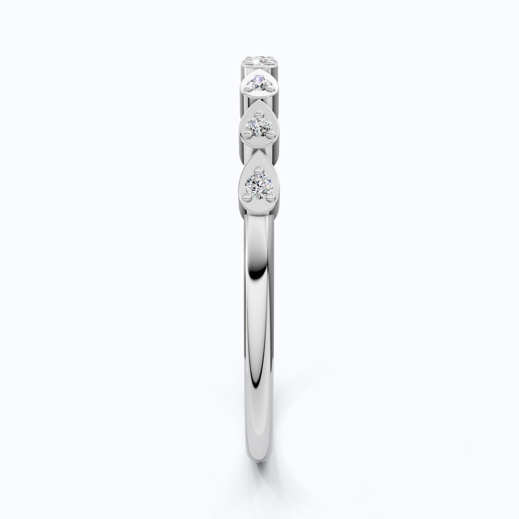 Teardrop Motif Stacking Wedding Band in 14K Solid Gold, 0.06 TCW Round Cut Lab Diamonds, Promise Band, Wedding Bridal Jewelry, Gift For Her - Shoora Designs