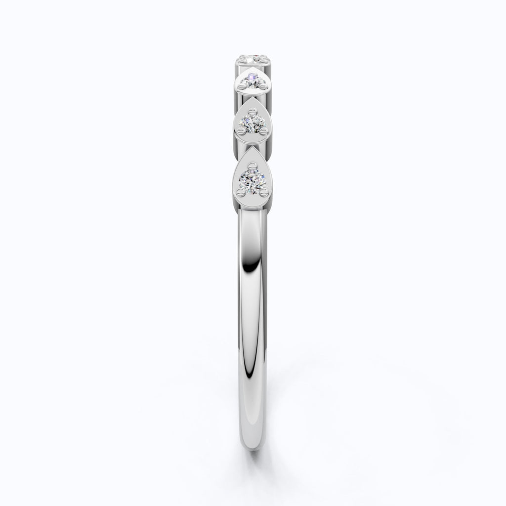 Teardrop Motif Stacking Wedding Band in 14K Solid Gold, 0.06 TCW Round Cut Lab Diamonds, Promise Band, Wedding Bridal Jewelry, Gift For Her - Shoora Designs