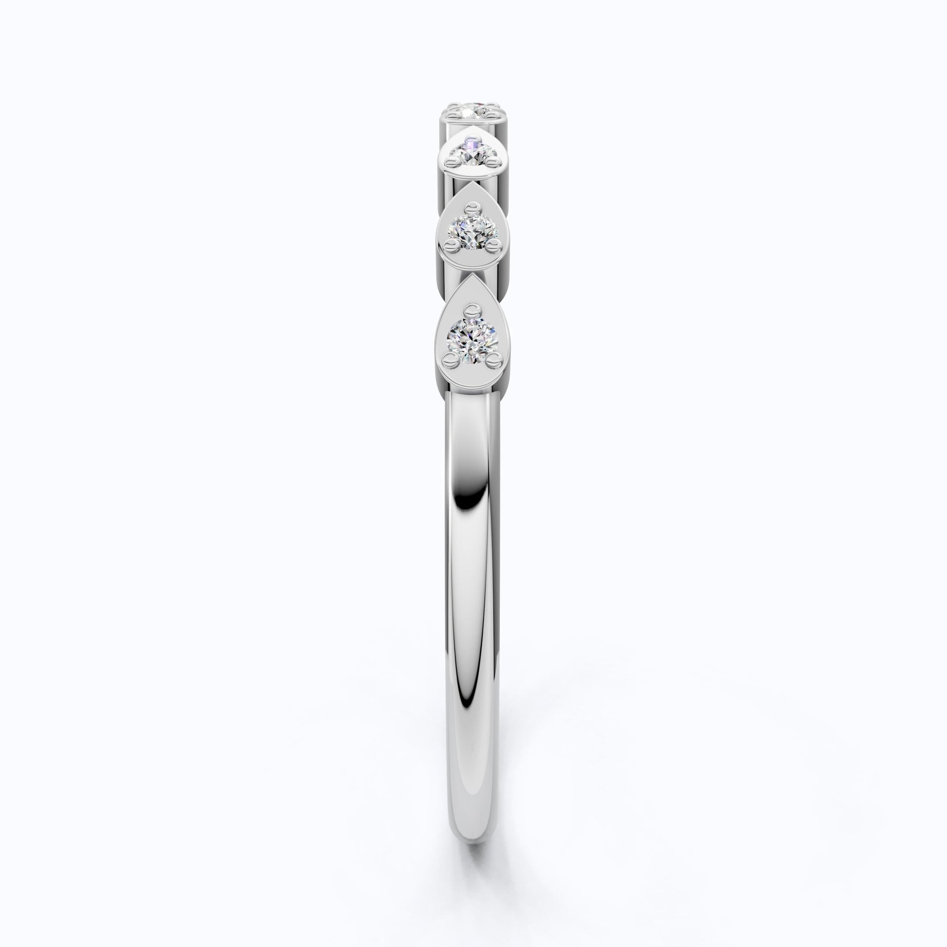 Teardrop Motif Stacking Wedding Band in 14K Solid Gold, 0.06 TCW Round Cut Lab Diamonds, Promise Band, Wedding Bridal Jewelry, Gift For Her - Shoora Designs