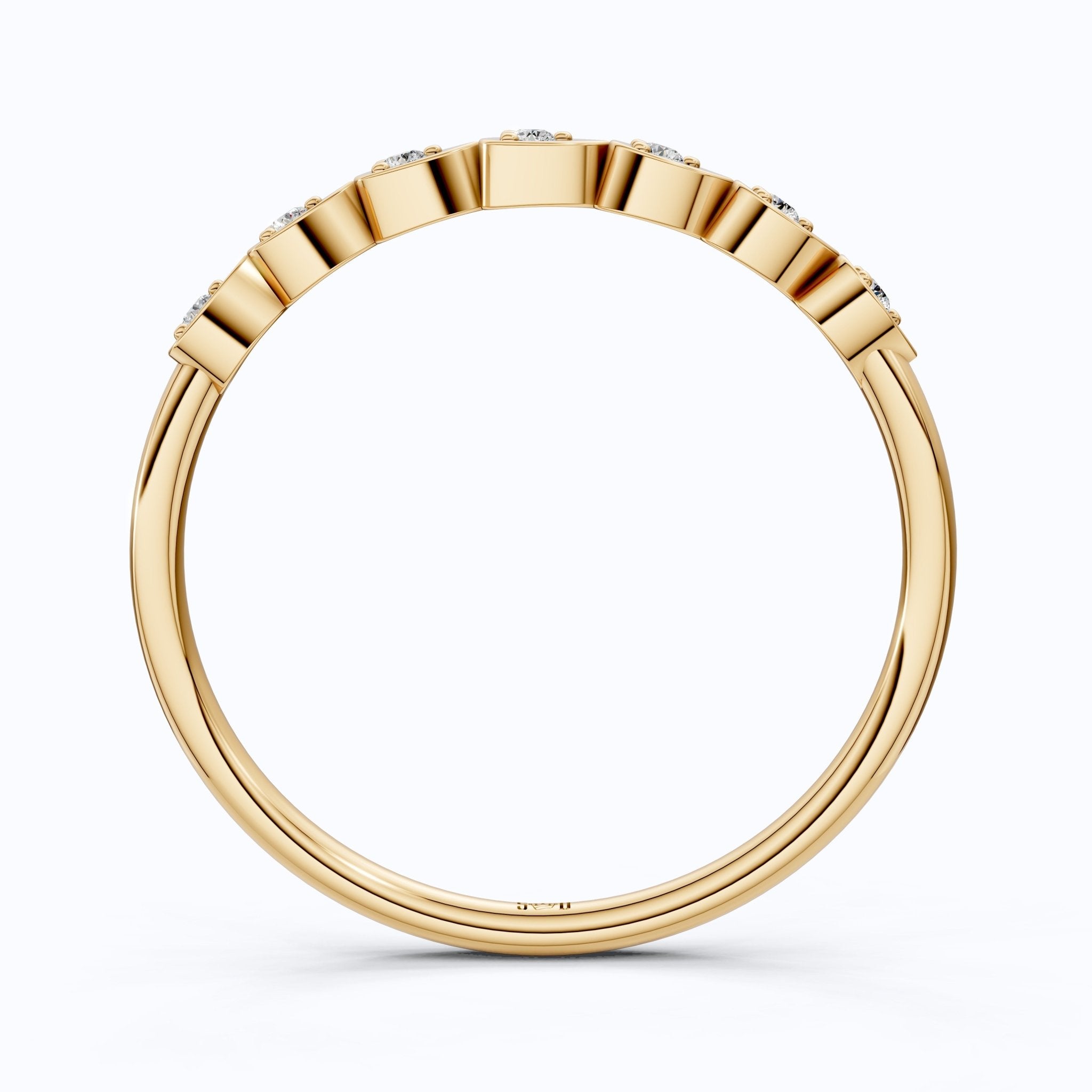 Teardrop Motif Stacking Wedding Band in 14K Solid Gold, 0.06 TCW Round Cut Lab Diamonds, Promise Band, Wedding Bridal Jewelry, Gift For Her - Shoora Designs