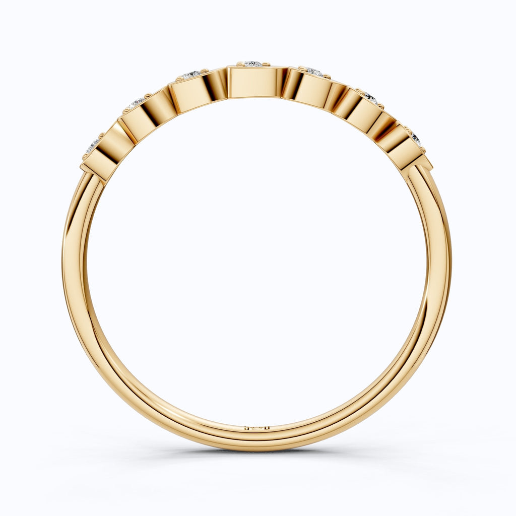 Teardrop Motif Stacking Wedding Band in 14K Solid Gold, 0.06 TCW Round Cut Lab Diamonds, Promise Band, Wedding Bridal Jewelry, Gift For Her - Shoora Designs