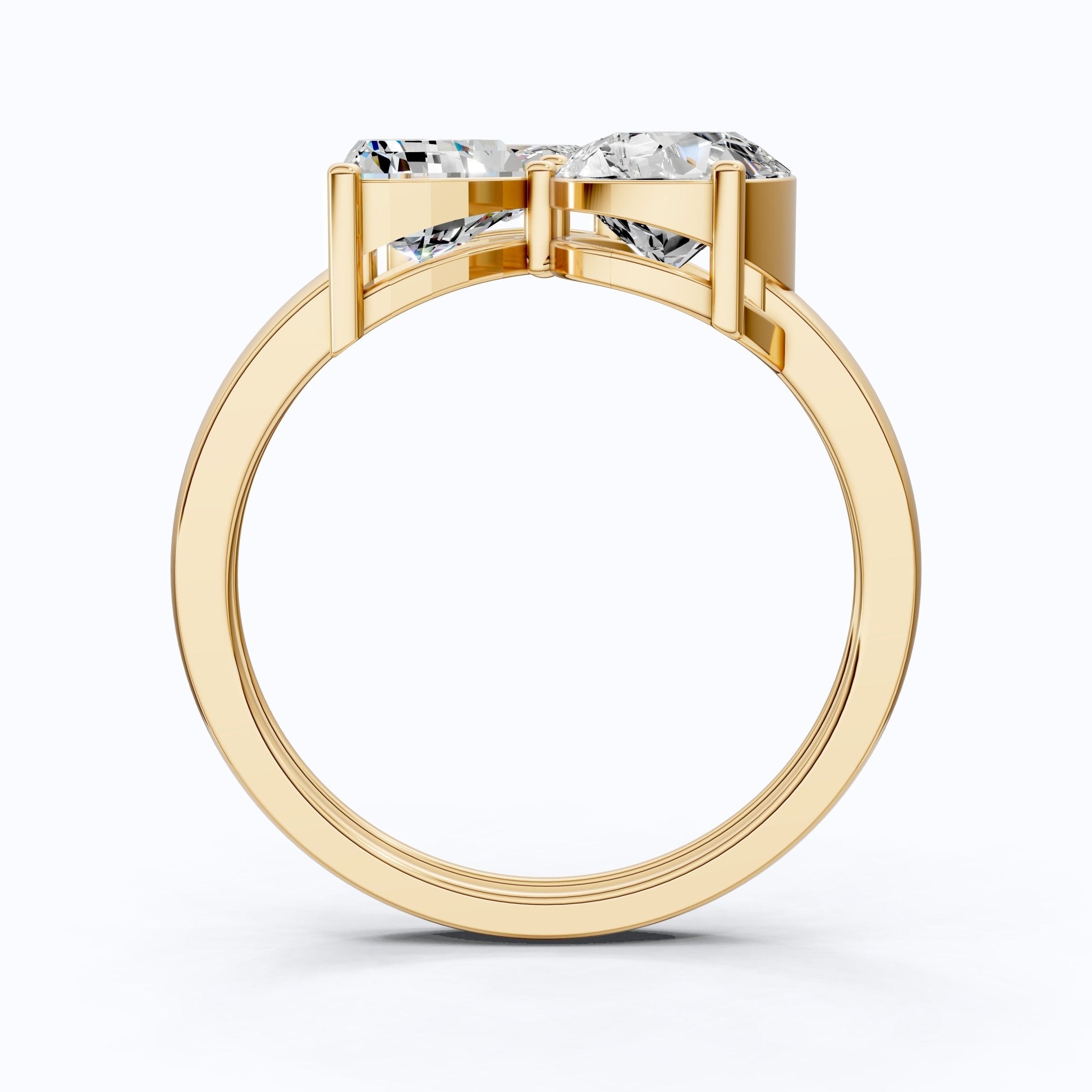 Three Stone Engagement Ring in 14K Solid Gold, 1.92 TCW Trillion/Radiant/Pear Cut Lab Grown Diamonds, Bridal Jewelry for Women, Handmade Jewelry - Shoora Designs