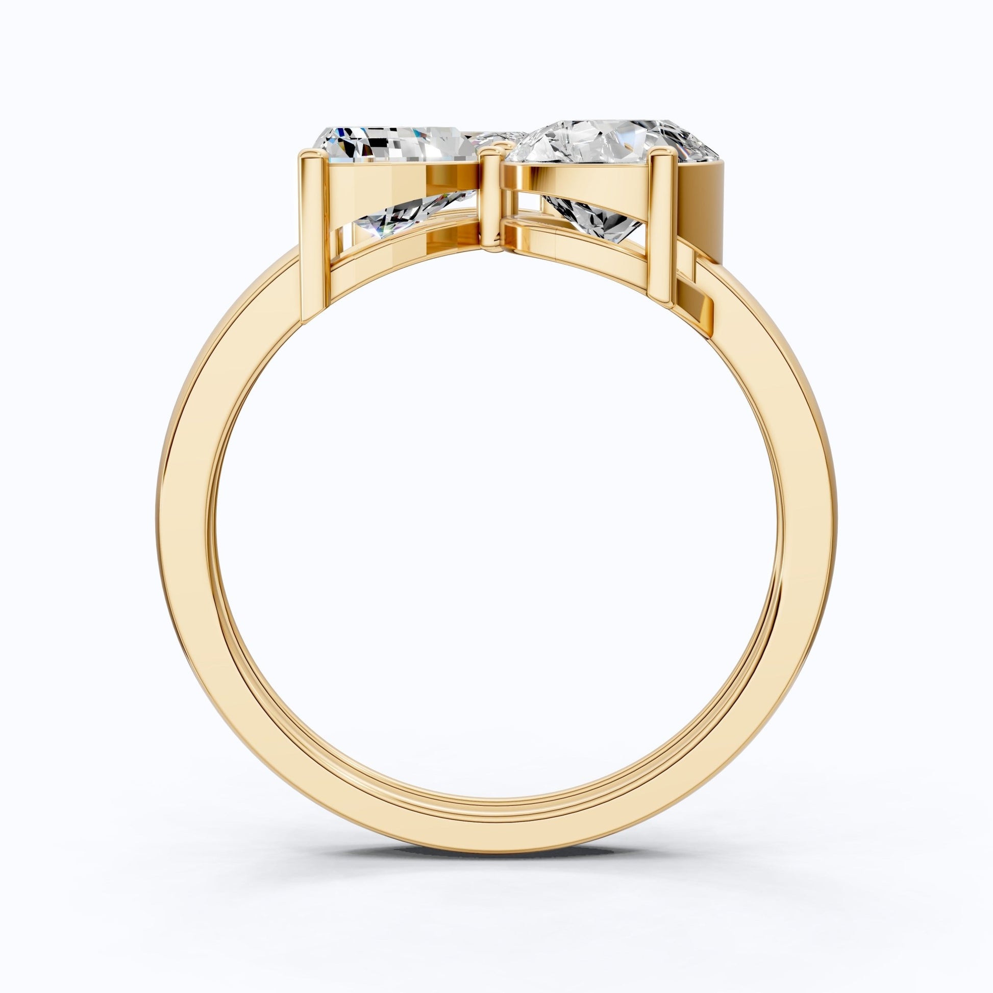 Three Stone Engagement Ring in 14K Solid Gold, 1.92 TCW Trillion/Radiant/Pear Cut Lab Grown Diamonds, Bridal Jewelry for Women, Handmade Jewelry - Shoora Designs