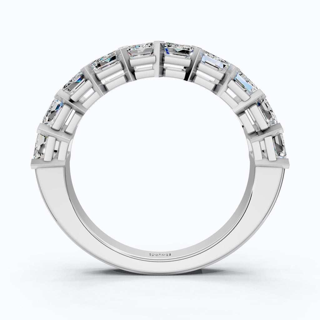 Timeless Emerald Cut Basket - Set Half Eternity Wedding Band in 14k Solid Gold, 2.50 TCW Emerald Cut Lab Created Diamonds, Bridal Jewelry - Shoora Designs