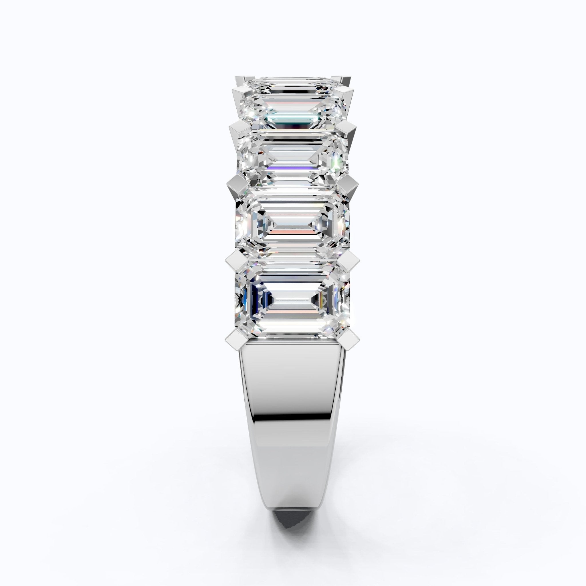 Timeless Emerald Cut Basket - Set Half Eternity Wedding Band in 14k Solid Gold, 2.50 TCW Emerald Cut Lab Created Diamonds, Bridal Jewelry - Shoora Designs