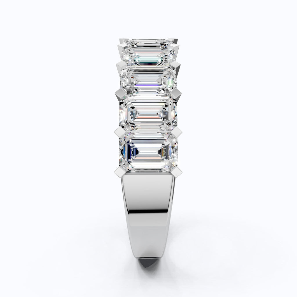Timeless Emerald Cut Basket - Set Half Eternity Wedding Band in 14k Solid Gold, 2.50 TCW Emerald Cut Lab Created Diamonds, Bridal Jewelry - Shoora Designs