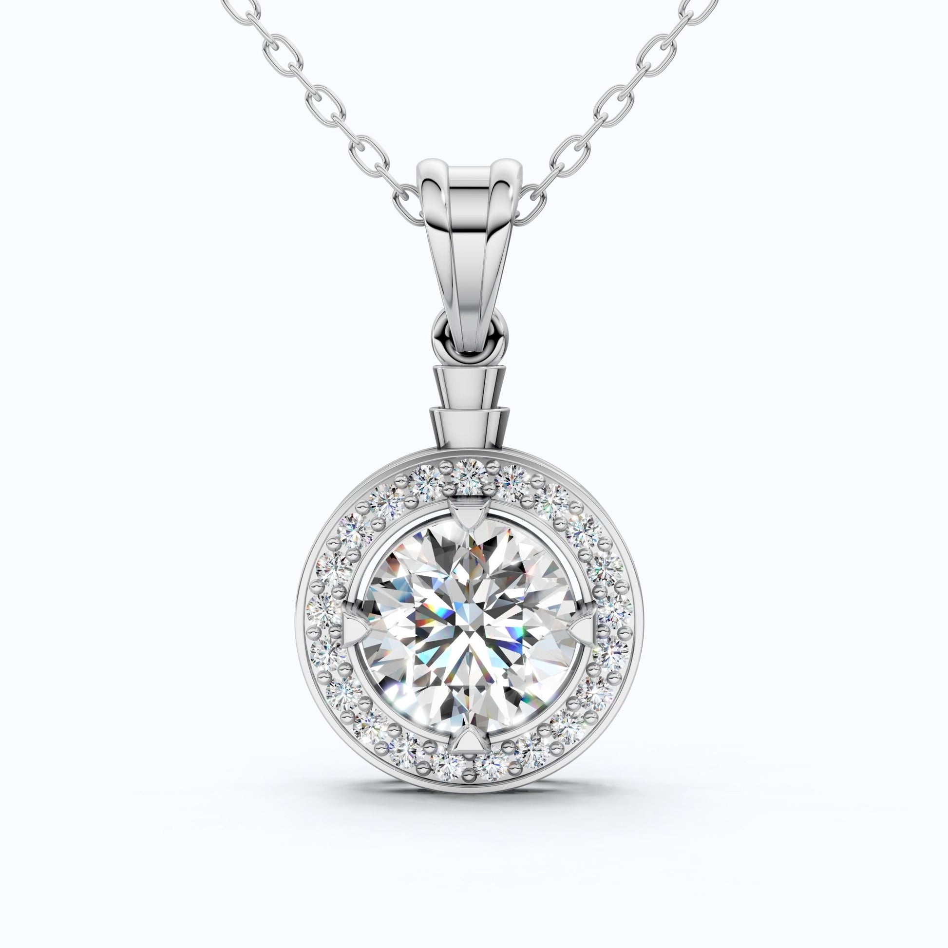 Timeless Halo Cluster Wedding Pendant in 14K Solid Gold, 2.50 CT Round Cut Lab Grown Diamond, Anniversary Gift For Her, Daily Wear Jewelry - Shoora Designs