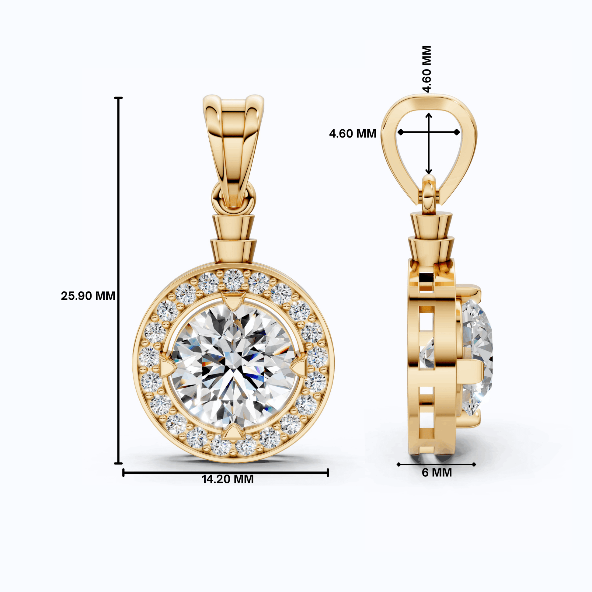 Timeless Halo Cluster Wedding Pendant in 14K Solid Gold, 2.50 CT Round Cut Lab Grown Diamond, Anniversary Gift For Her, Daily Wear Jewelry - Shoora Designs