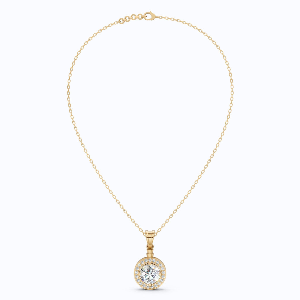 Timeless Halo Cluster Wedding Pendant in 14K Solid Gold, 2.50 CT Round Cut Lab Grown Diamond, Anniversary Gift For Her, Daily Wear Jewelry - Shoora Designs
