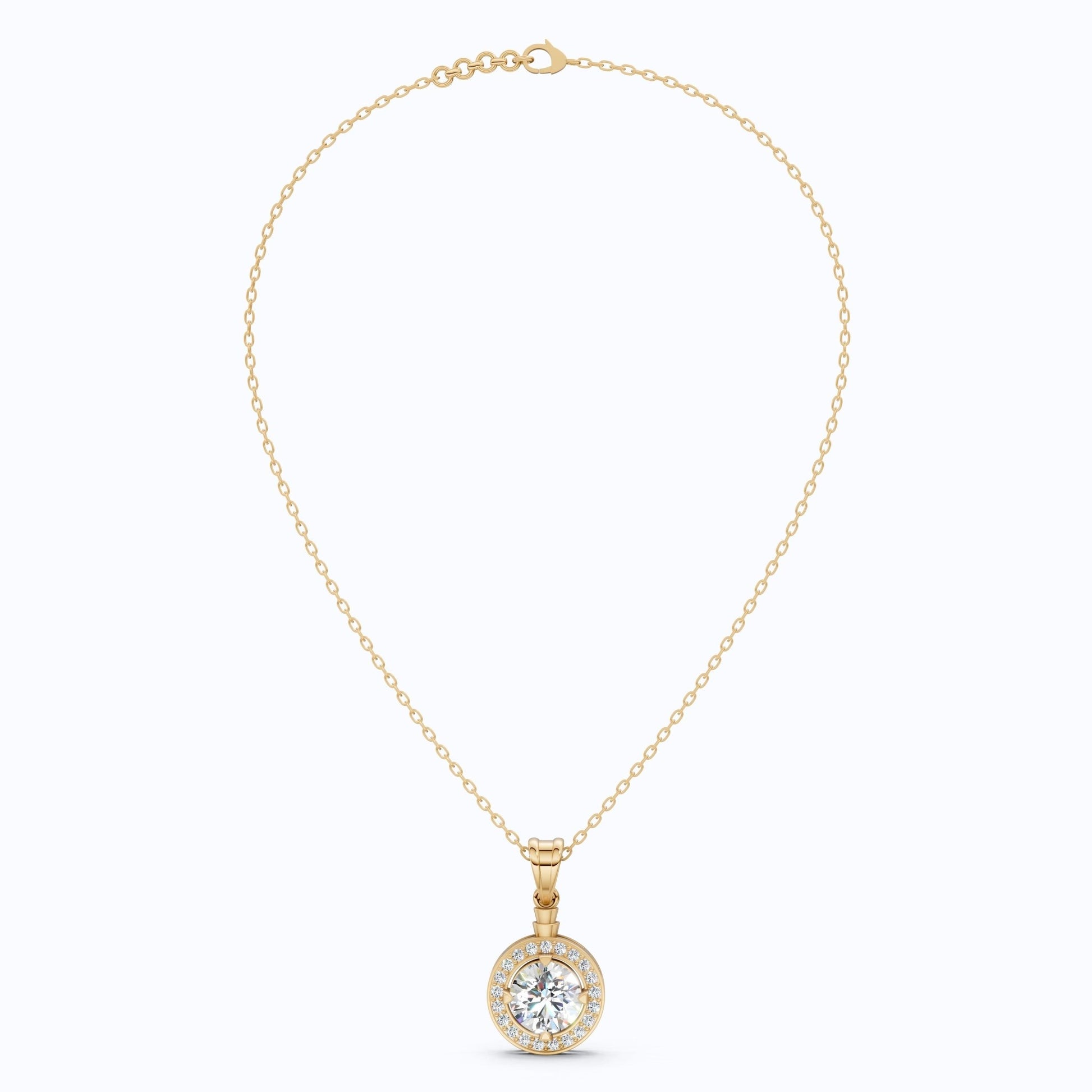 Timeless Halo Cluster Wedding Pendant in 14K Solid Gold, 2.50 CT Round Cut Lab Grown Diamond, Anniversary Gift For Her, Daily Wear Jewelry - Shoora Designs