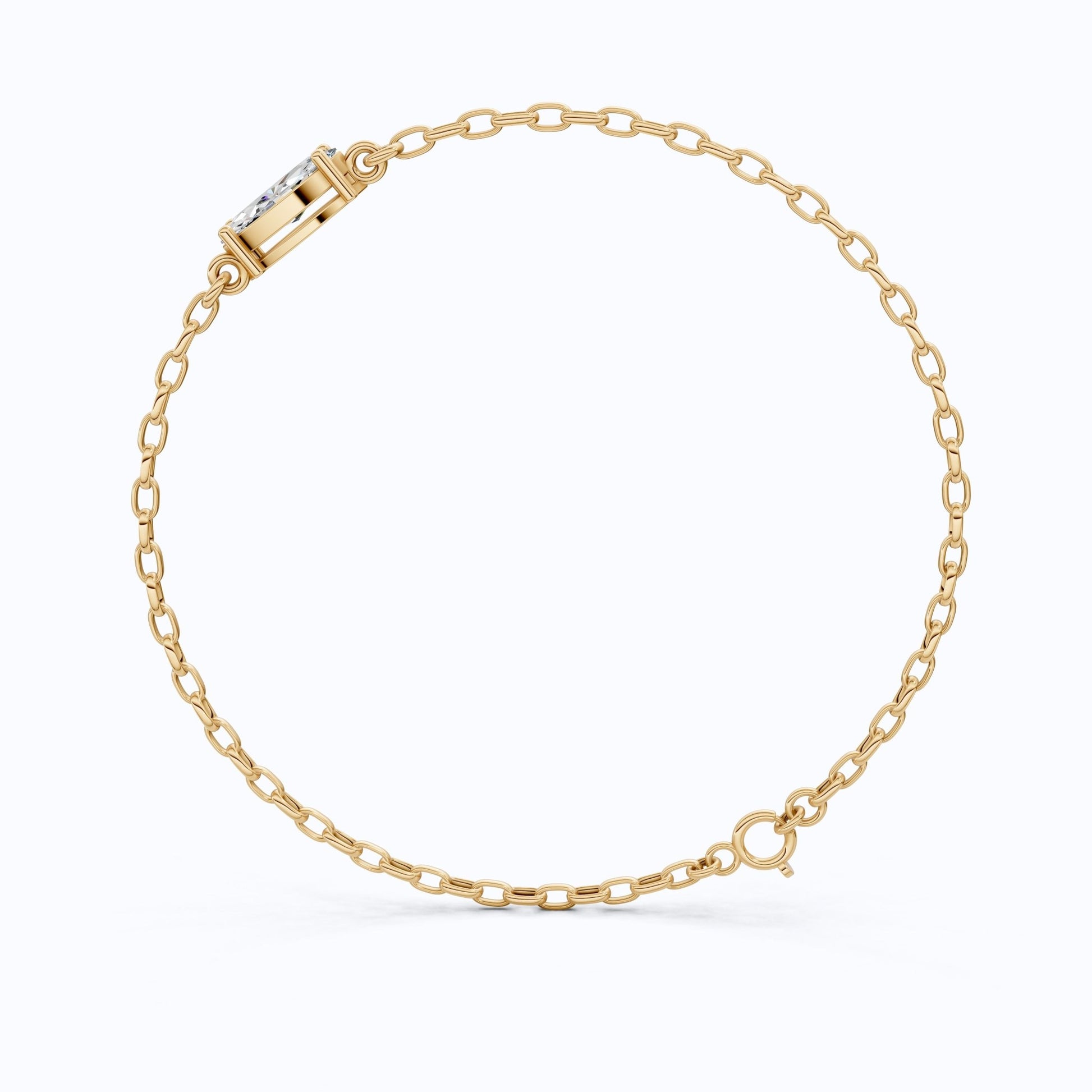 Timeless Marquise Solitaire Chain Bracelet in 14k Solid Gold, 1.00 CT Marquise Cut Lab Diamond, Anniversary Gift for Her, Bridal Jewelry - Shoora Designs