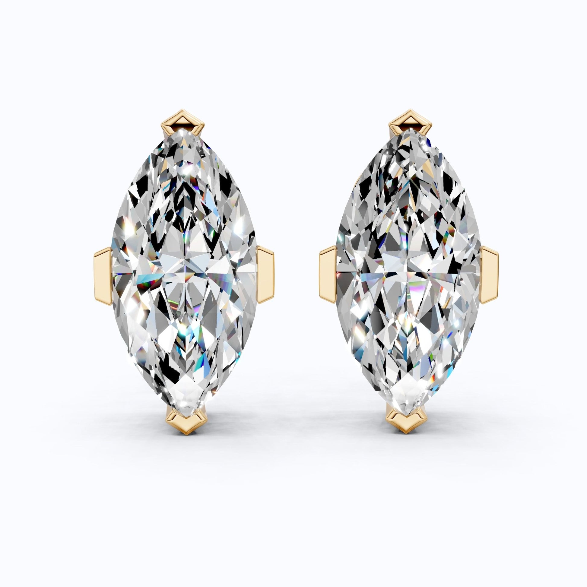 Timeless Marquise Stud Wedding Earrings in 14K Solid Gold, 1.00 TCW Marquise Cut Lab Created Diamonds, Birthday Gift for Her, Unique Stud Earrings - Shoora Designs