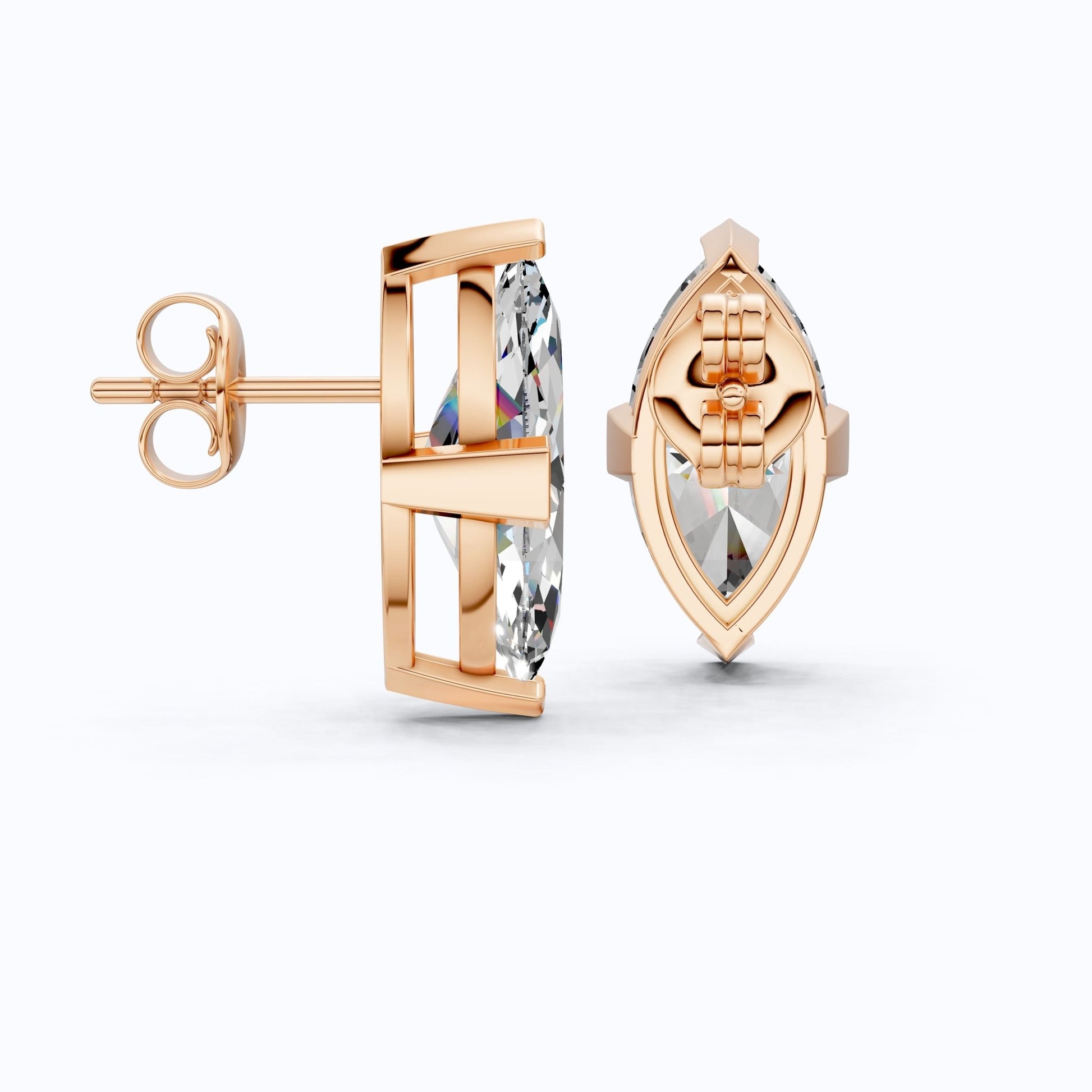 Timeless Marquise Stud Wedding Earrings in 14K Solid Gold, 1.00 TCW Marquise Cut Lab Created Diamonds, Birthday Gift for Her, Unique Stud Earrings - Shoora Designs