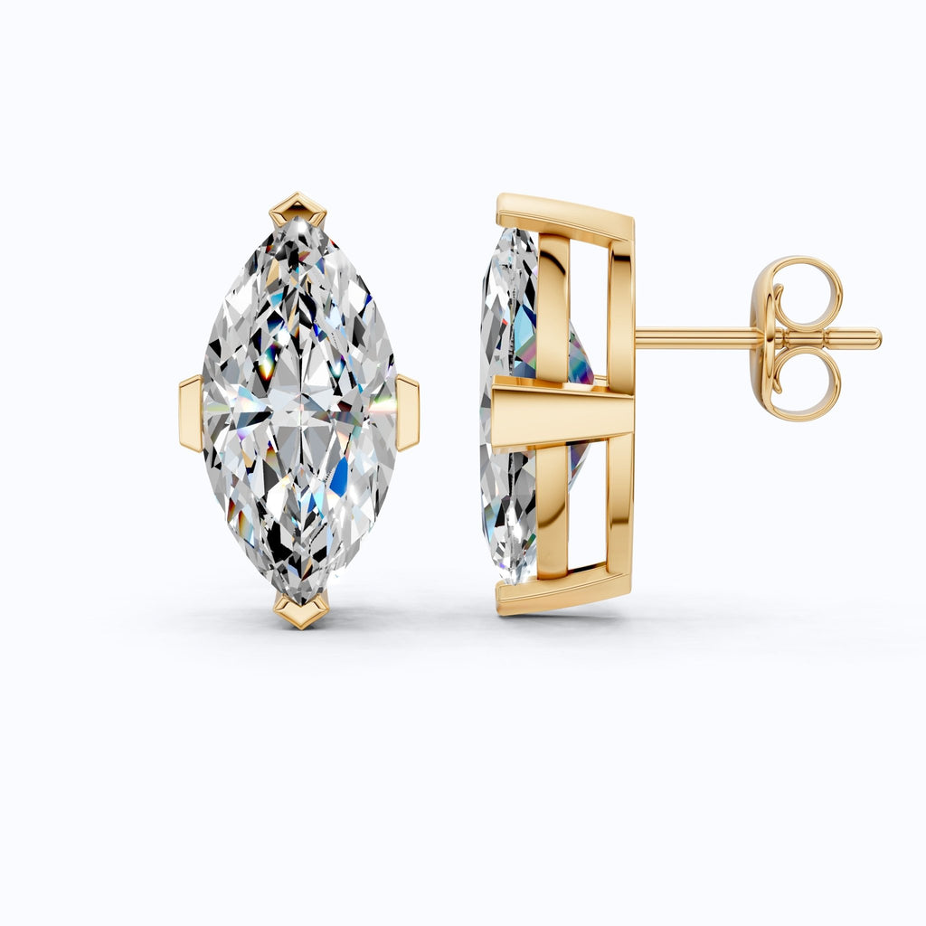 Timeless Marquise Stud Wedding Earrings in 14K Solid Gold, 1.00 TCW Marquise Cut Lab Created Diamonds, Birthday Gift for Her, Unique Stud Earrings - Shoora Designs