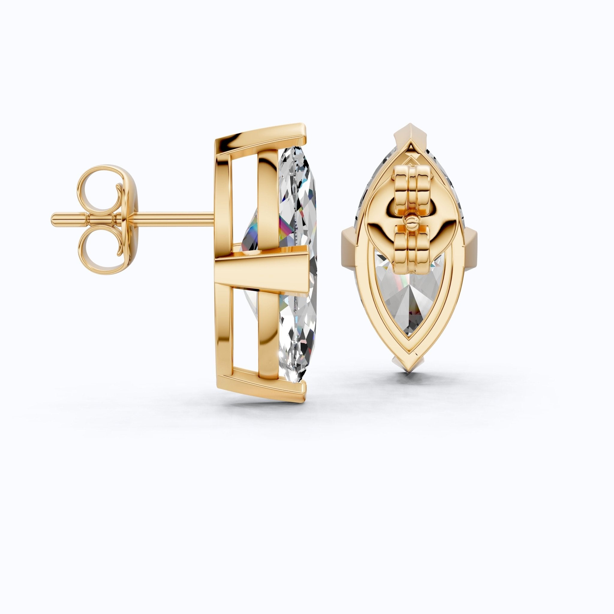 Timeless Marquise Stud Wedding Earrings in 14K Solid Gold, 1.00 TCW Marquise Cut Lab Created Diamonds, Birthday Gift for Her, Unique Stud Earrings - Shoora Designs