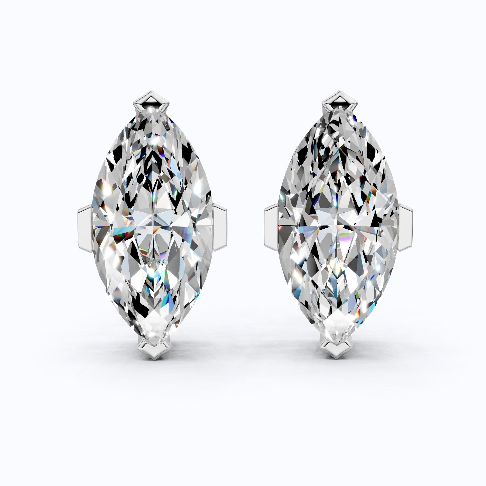 Timeless Marquise Stud Wedding Earrings in 14K Solid Gold, 1.00 TCW Marquise Cut Lab Created Diamonds, Birthday Gift for Her, Unique Stud Earrings - Shoora Designs